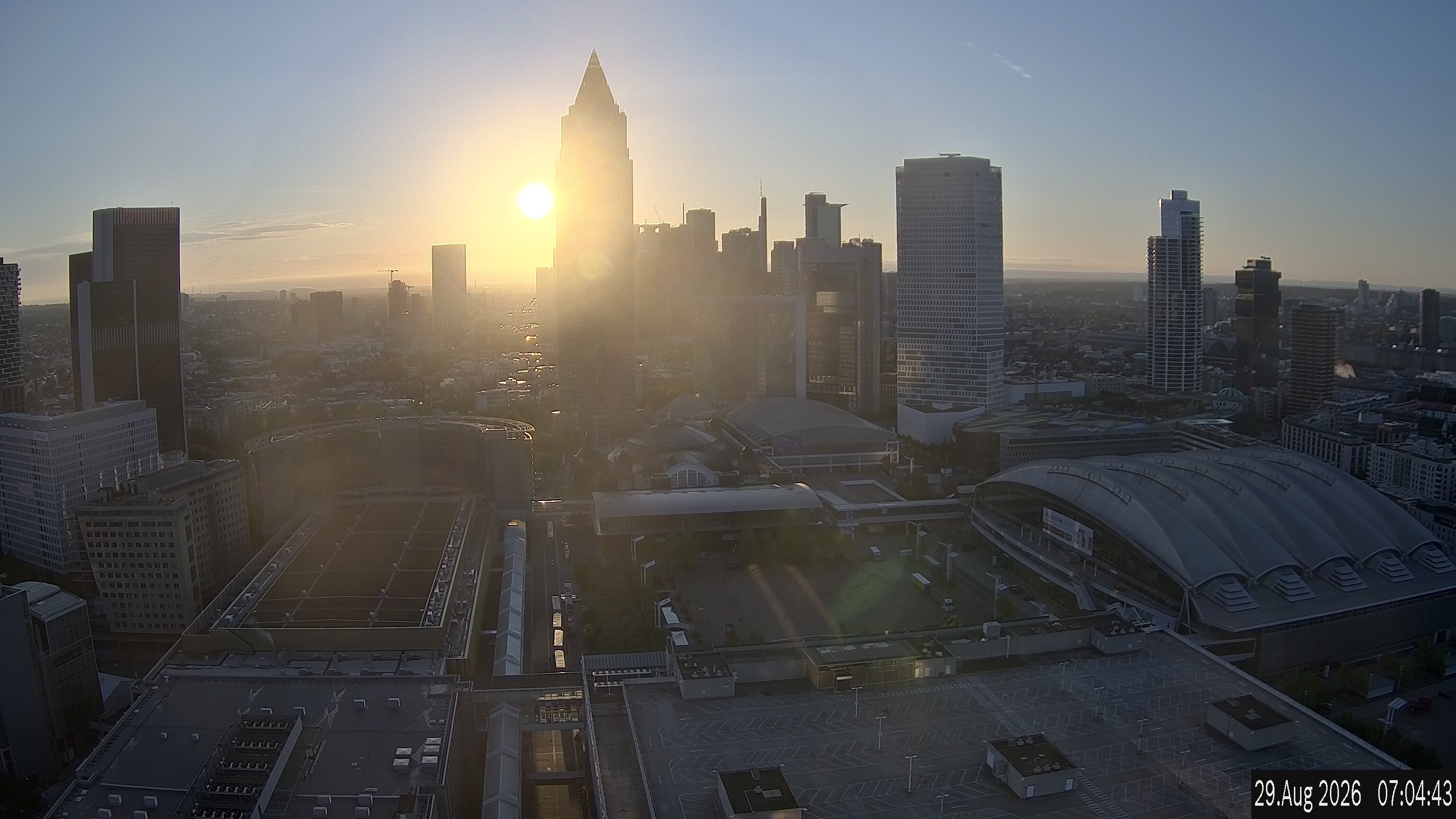 Archiv Foto Webcam Blick von Frankfurter Messe auf die Skyline
