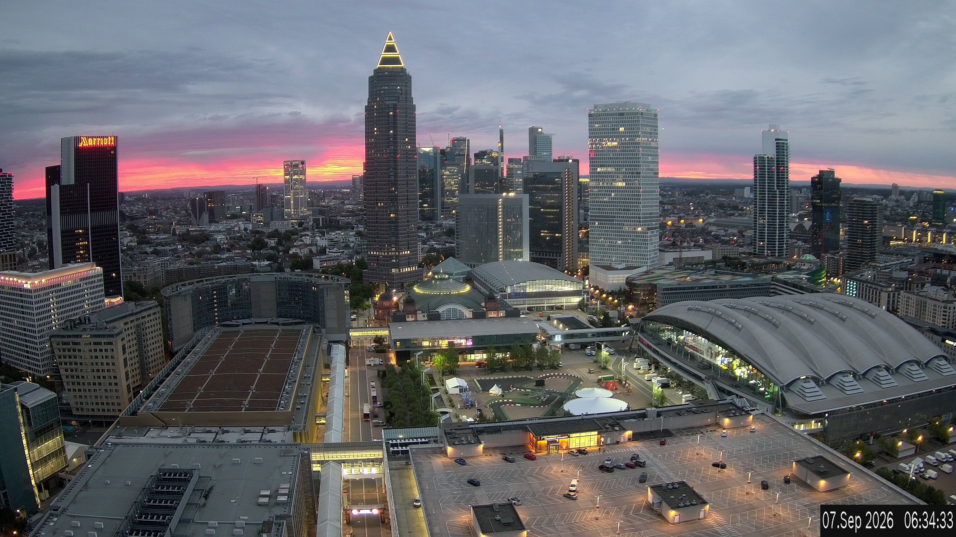 Archiv Foto Webcam Blick von Frankfurter Messe auf die Skyline