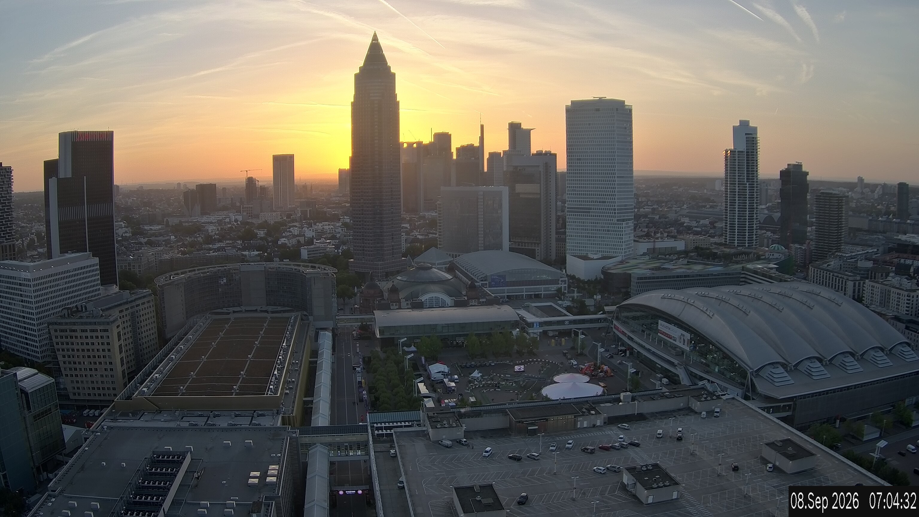 Archiv Foto Webcam Blick von Frankfurter Messe auf die Skyline
