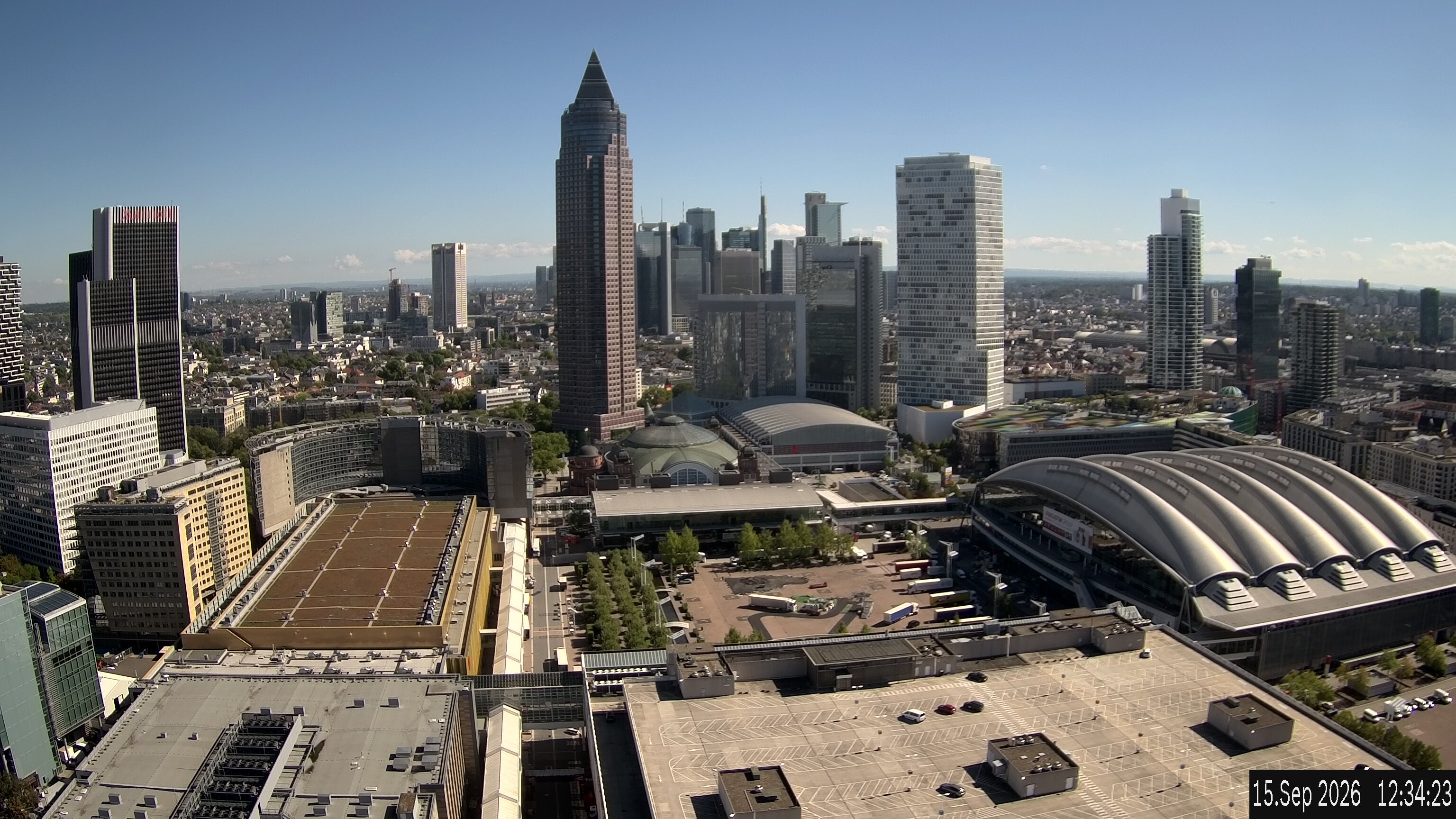 Archiv Foto Webcam Blick von Frankfurter Messe auf die Skyline