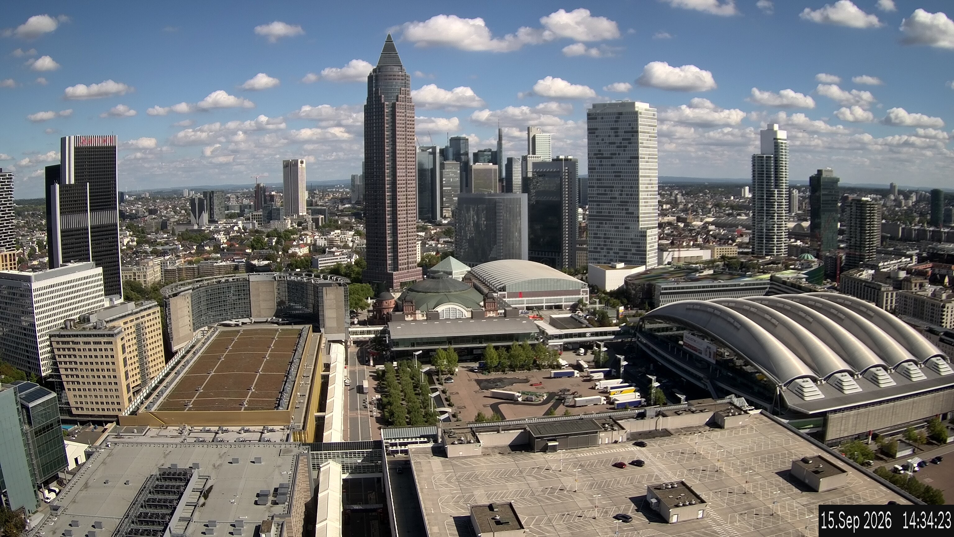 Archiv Foto Webcam Blick von Frankfurter Messe auf die Skyline