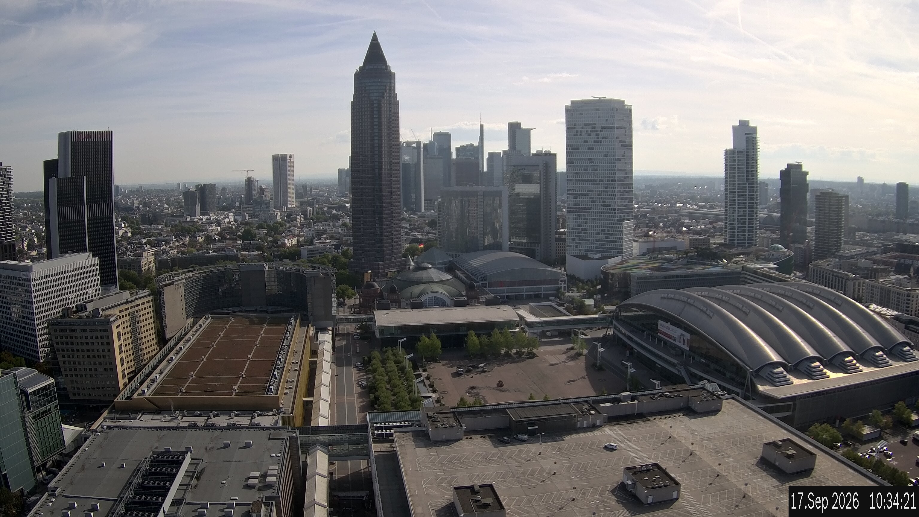 Archiv Foto Webcam Blick von Frankfurter Messe auf die Skyline
