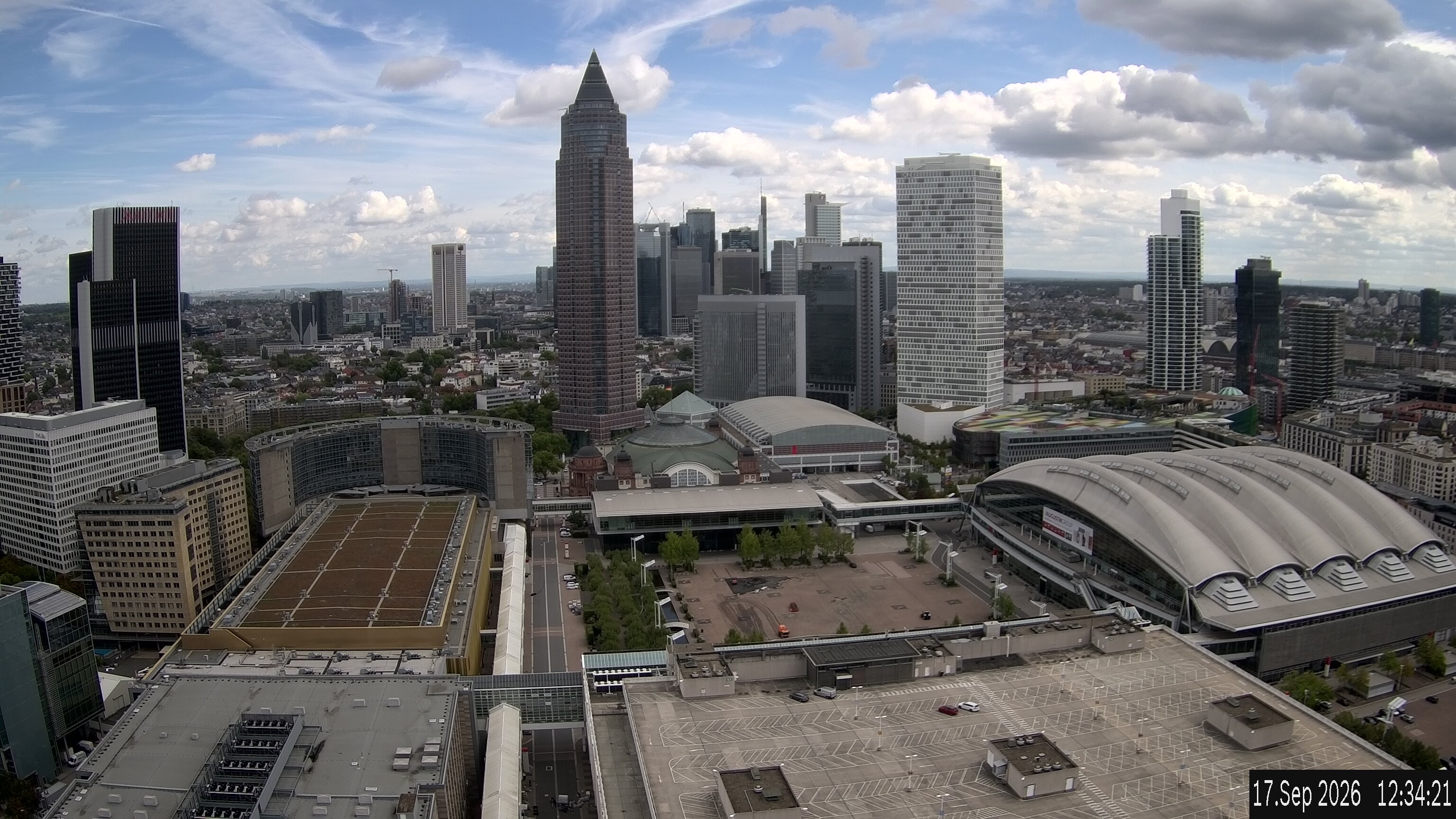 Archiv Foto Webcam Blick von Frankfurter Messe auf die Skyline