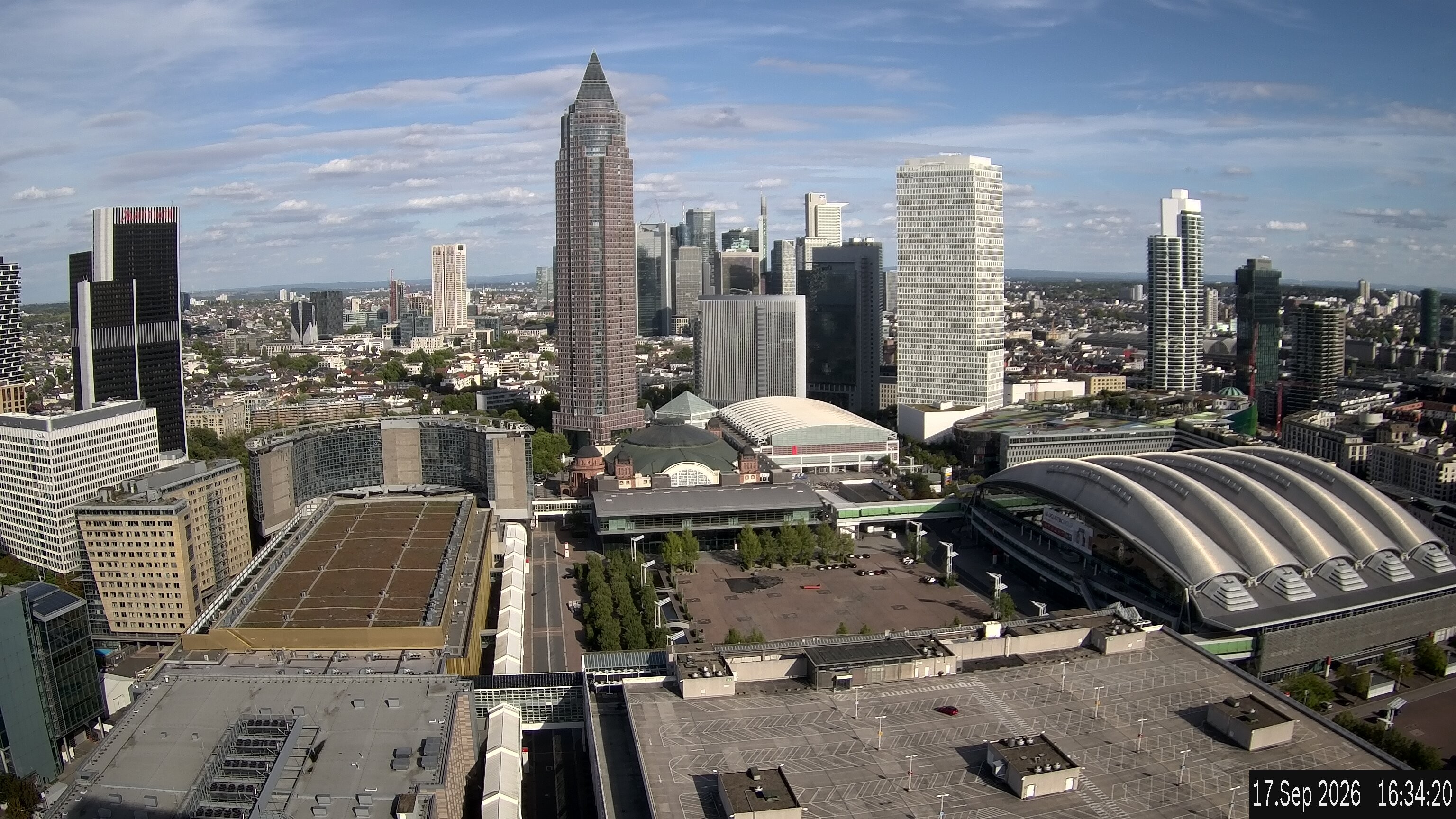 Archiv Foto Webcam Blick von Frankfurter Messe auf die Skyline