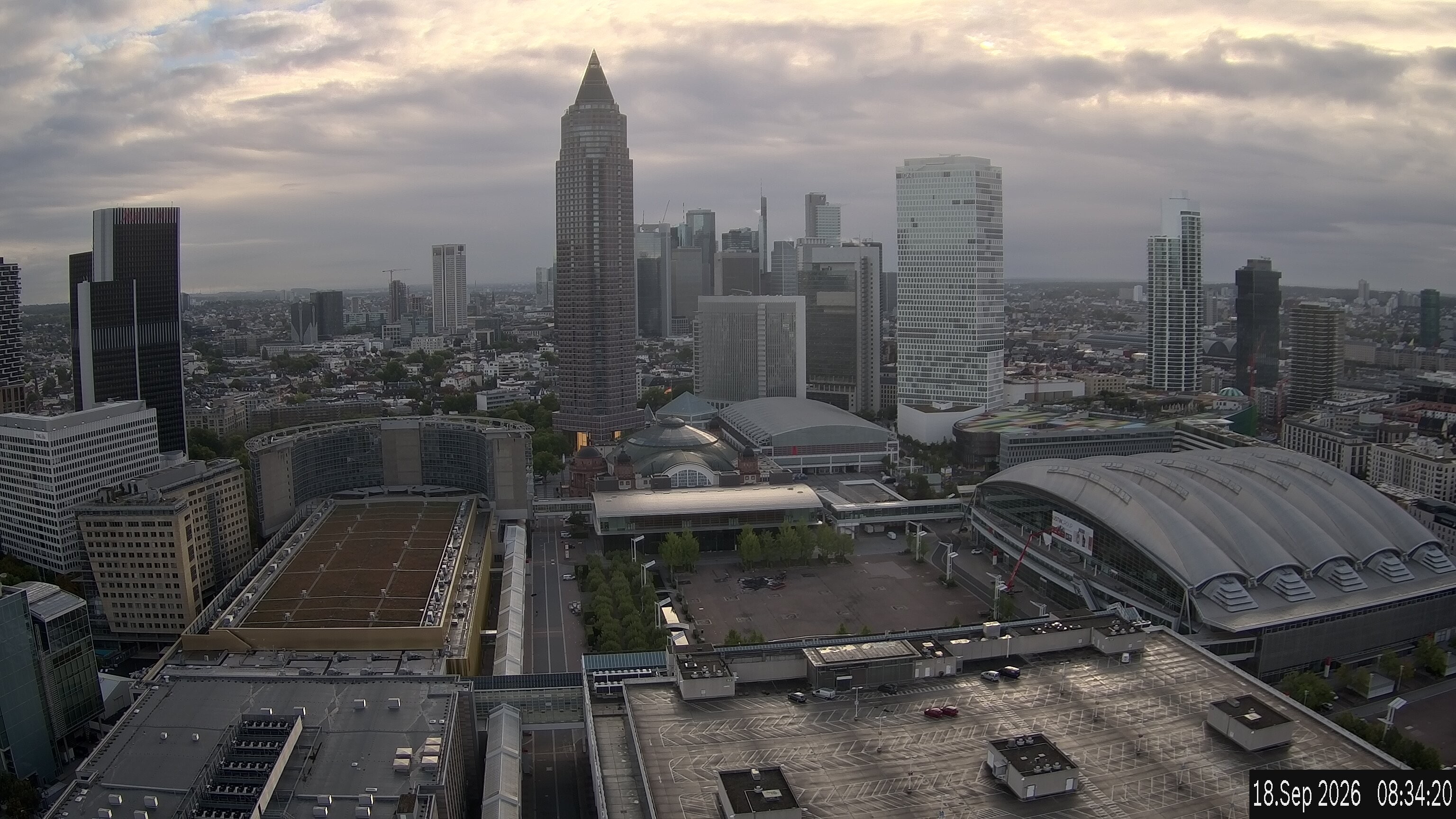 Archiv Foto Webcam Blick von Frankfurter Messe auf die Skyline