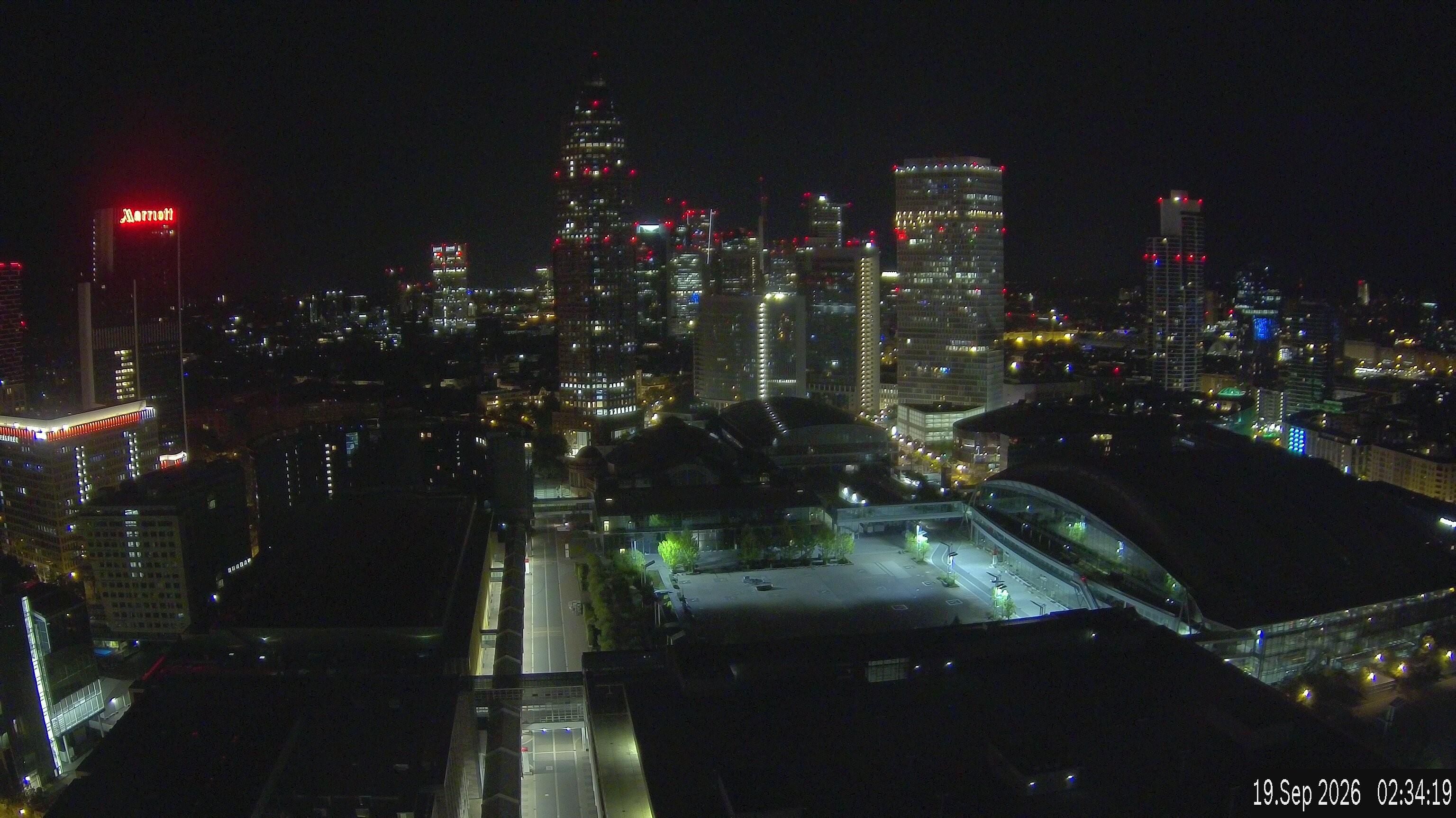 Archiv Foto Webcam Blick von Frankfurter Messe auf die Skyline