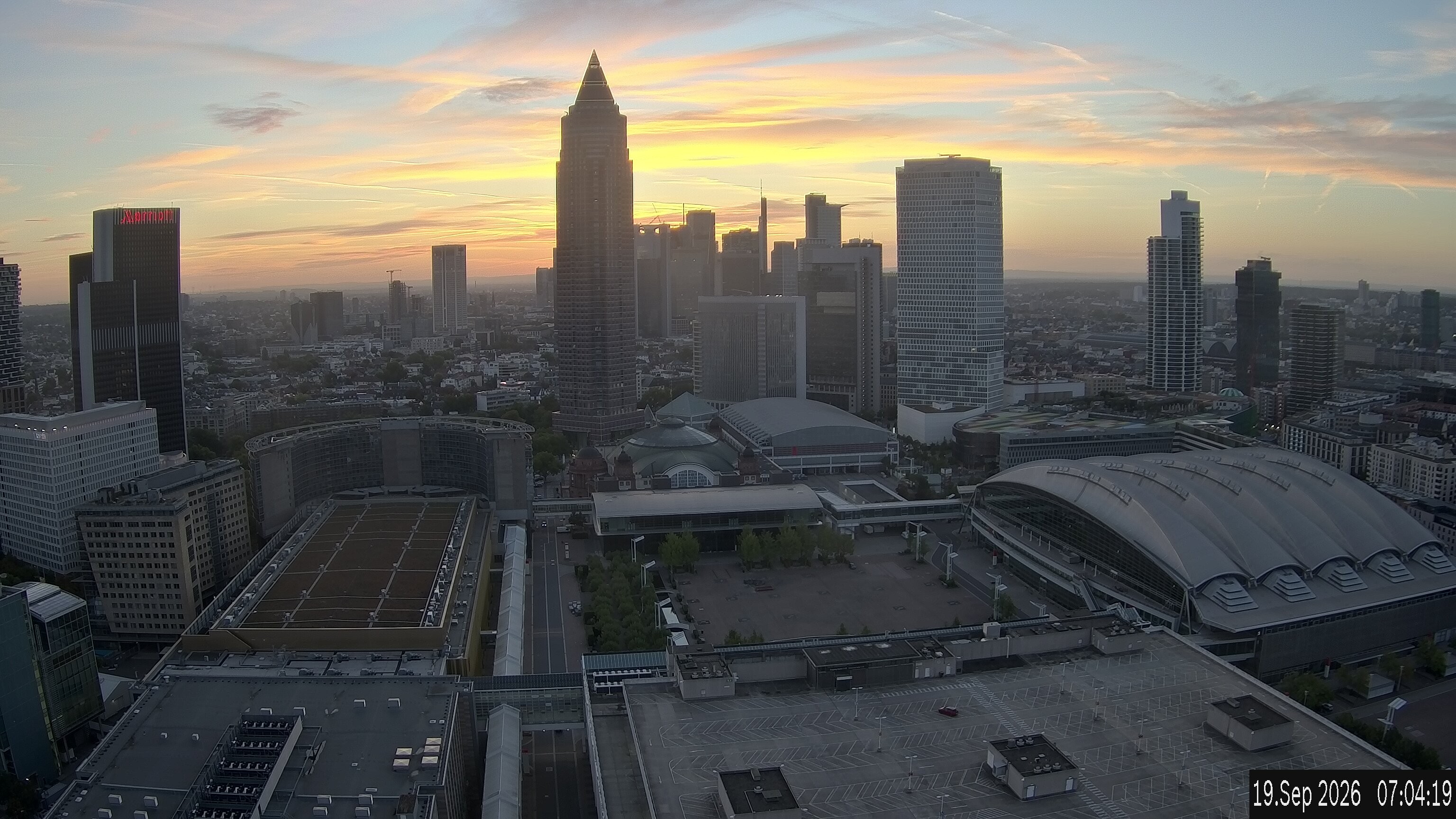 Archiv Foto Webcam Blick von Frankfurter Messe auf die Skyline