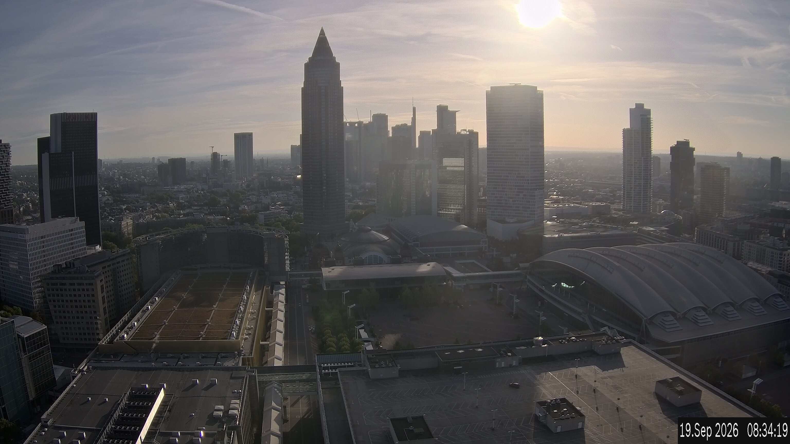 Archiv Foto Webcam Blick von Frankfurter Messe auf die Skyline