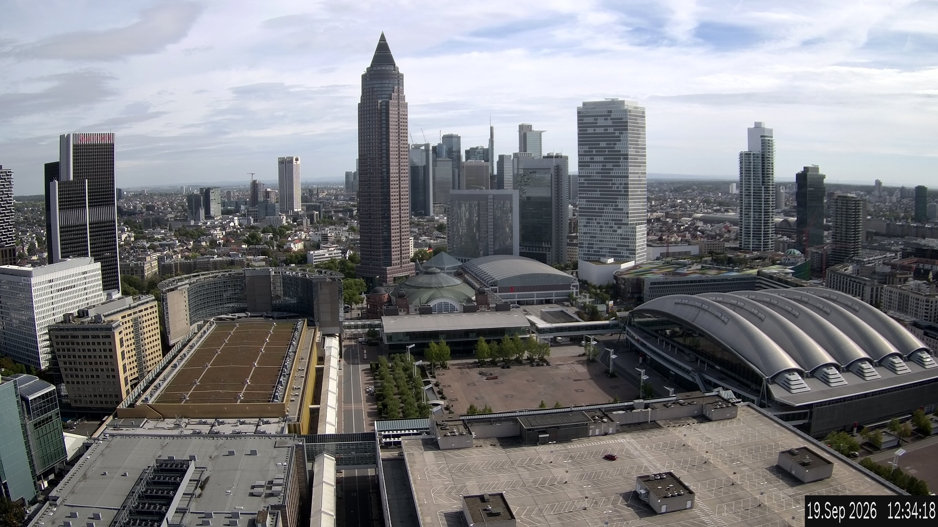 Archiv Foto Webcam Blick von Frankfurter Messe auf die Skyline