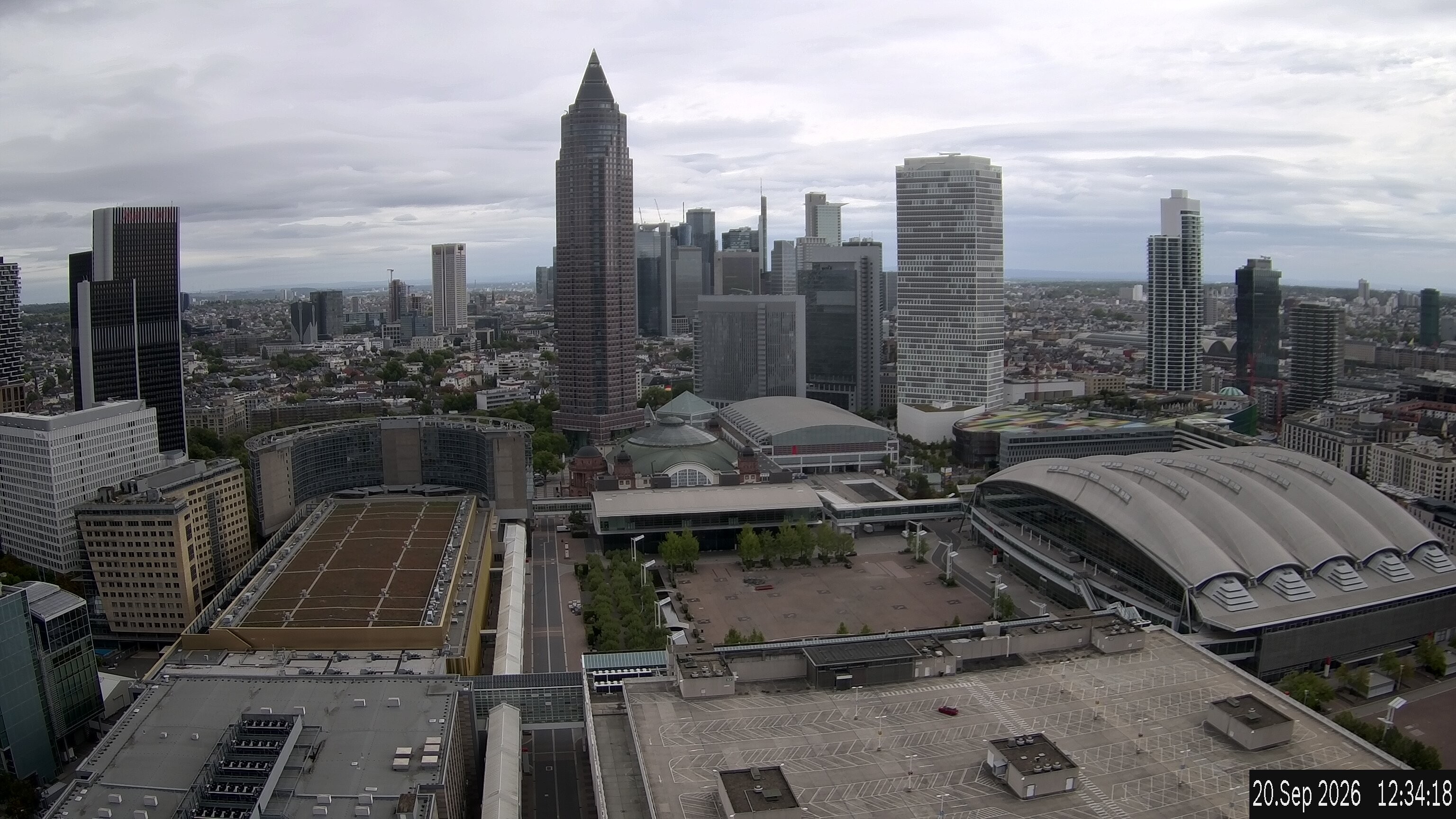Archiv Foto Webcam Blick von Frankfurter Messe auf die Skyline