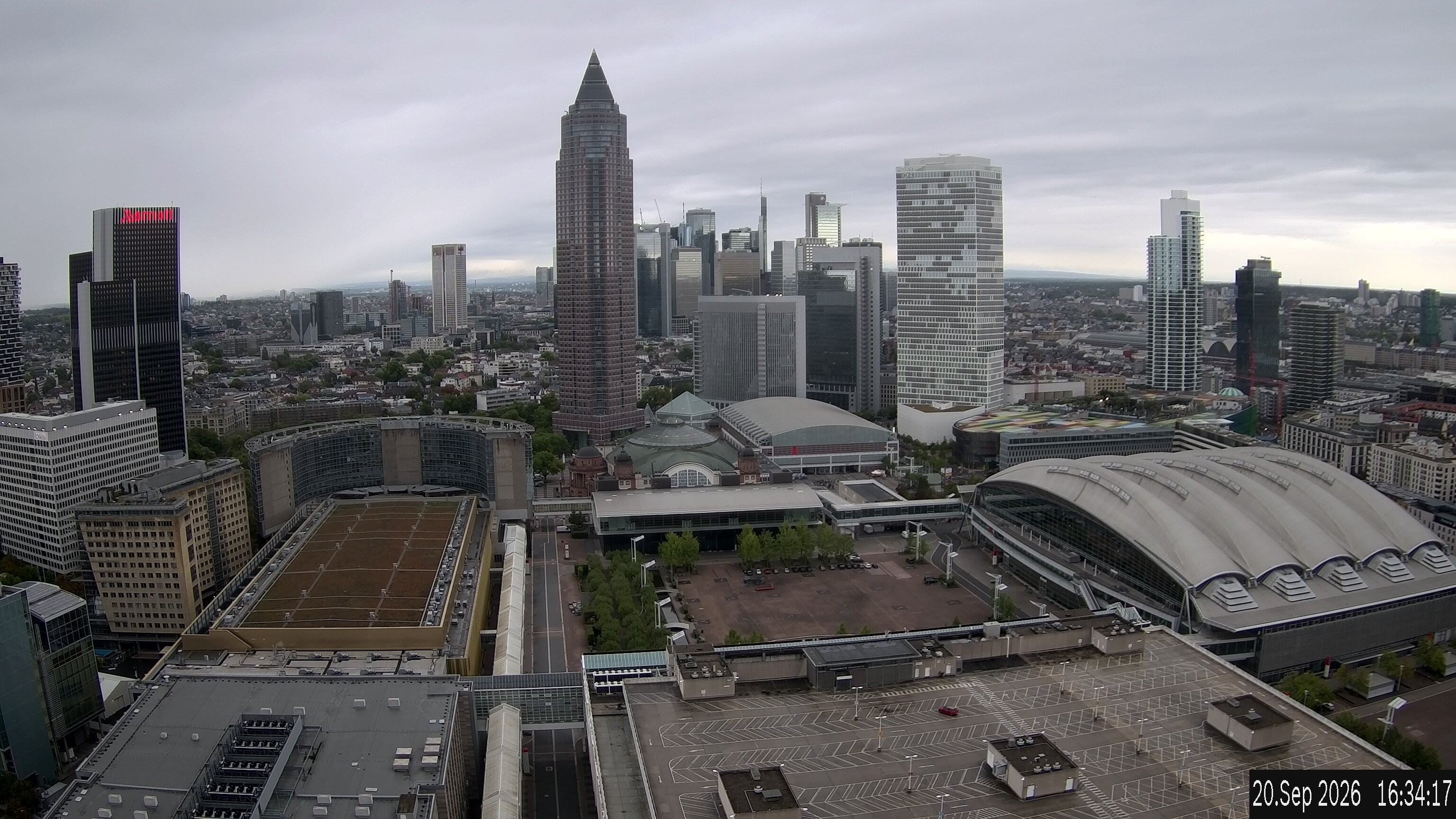 Archiv Foto Webcam Blick von Frankfurter Messe auf die Skyline