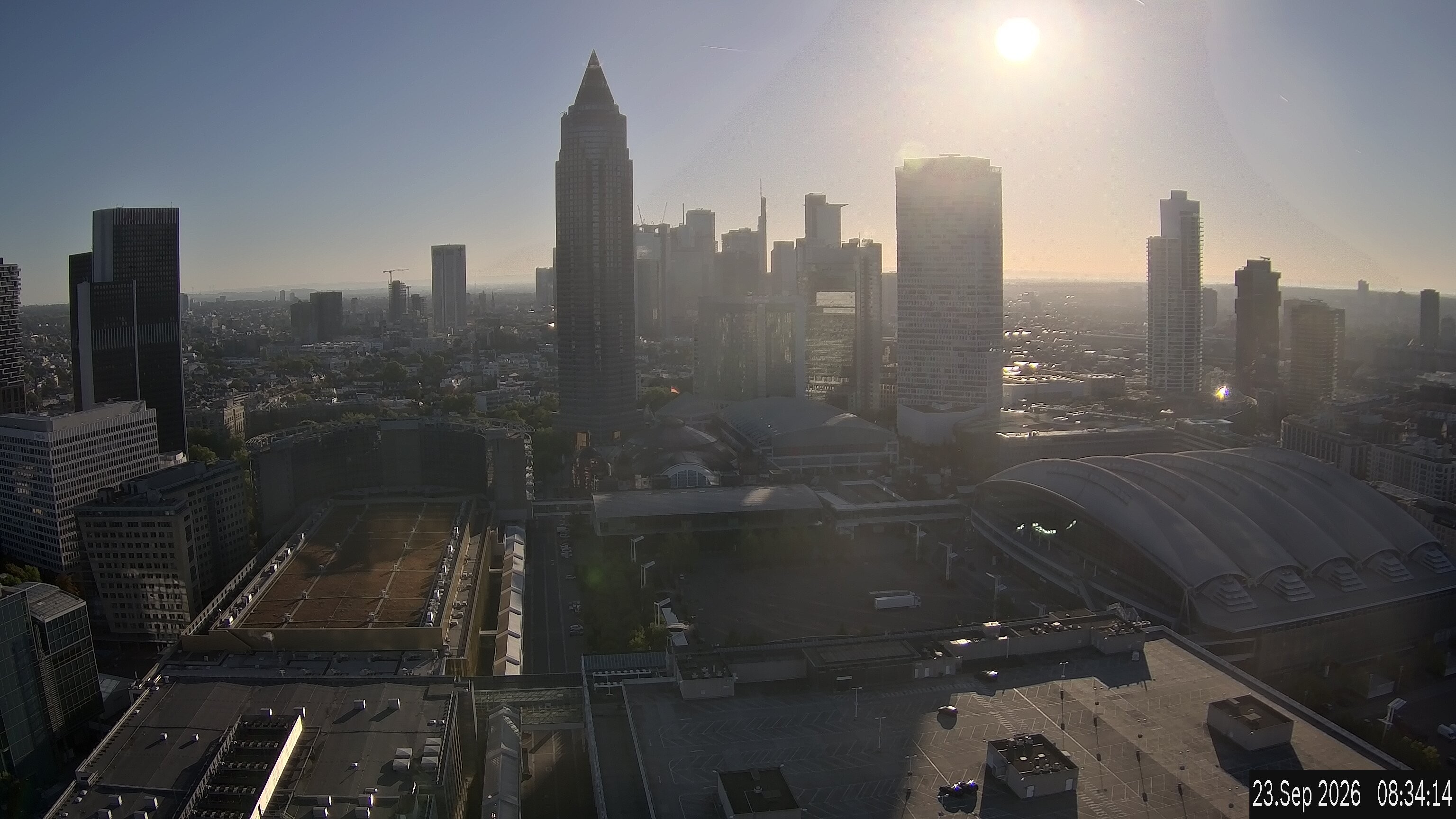 Archiv Foto Webcam Blick von Frankfurter Messe auf die Skyline