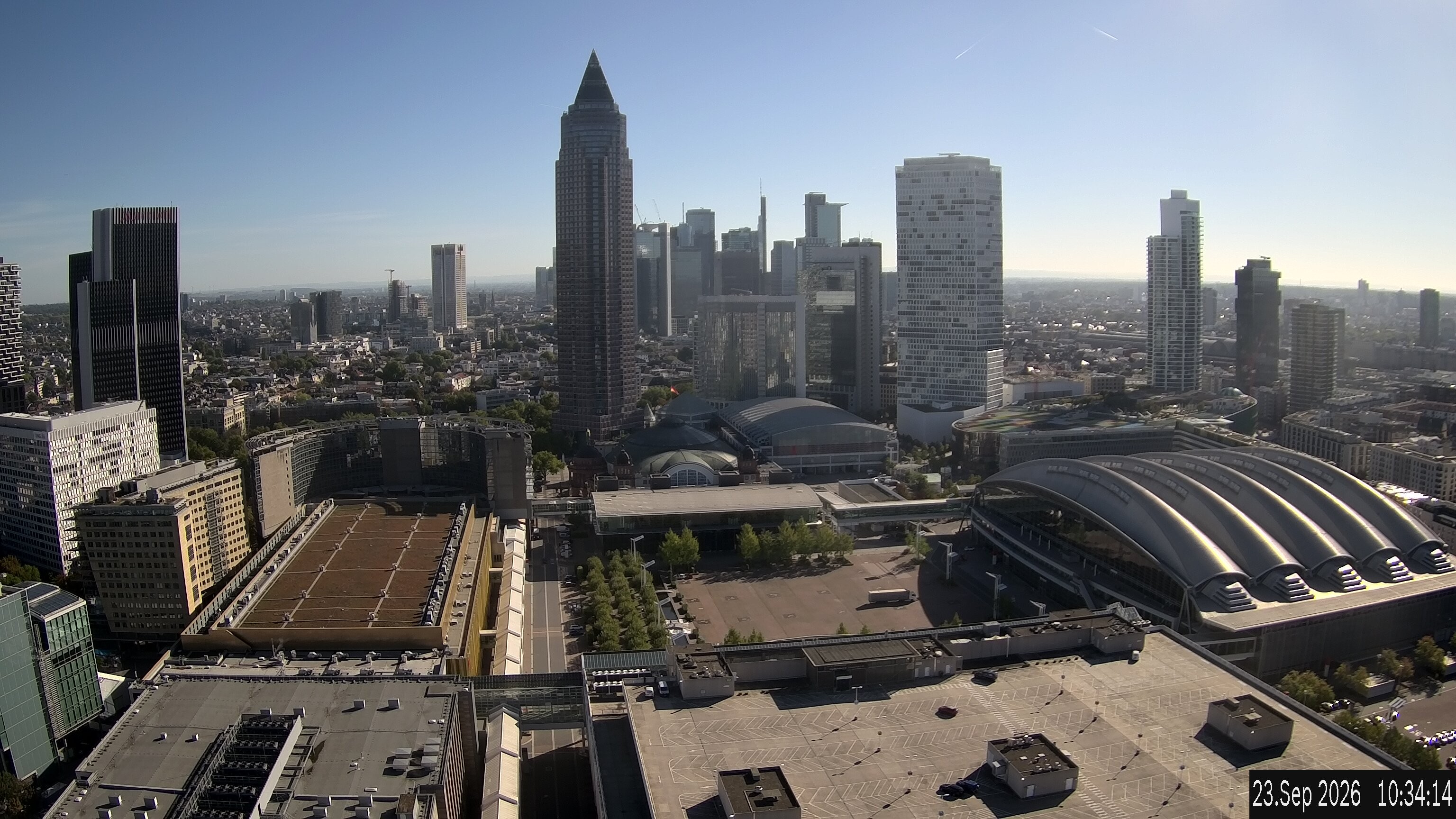 Archiv Foto Webcam Blick von Frankfurter Messe auf die Skyline