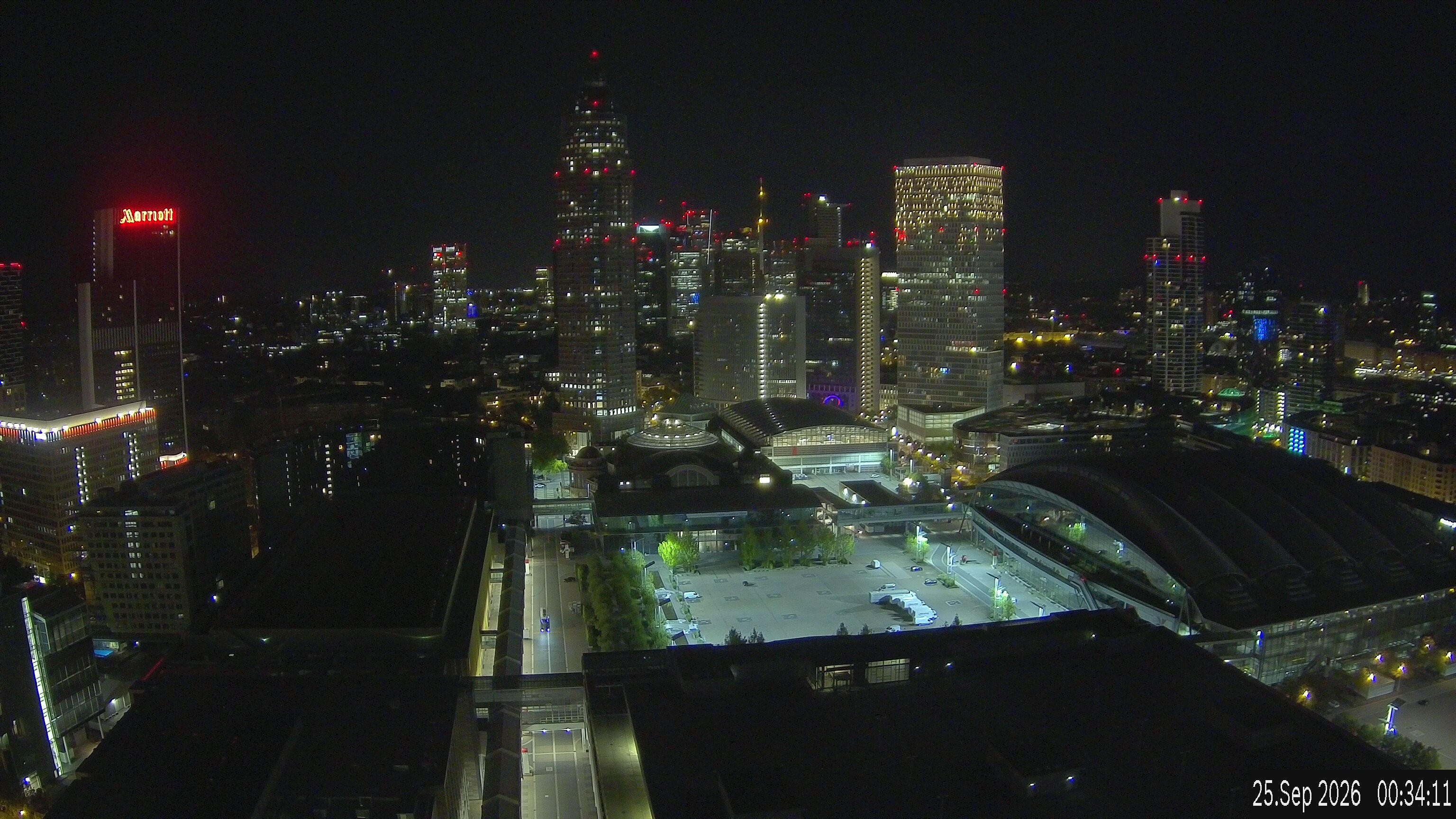 Archiv Foto Webcam Blick von Frankfurter Messe auf die Skyline