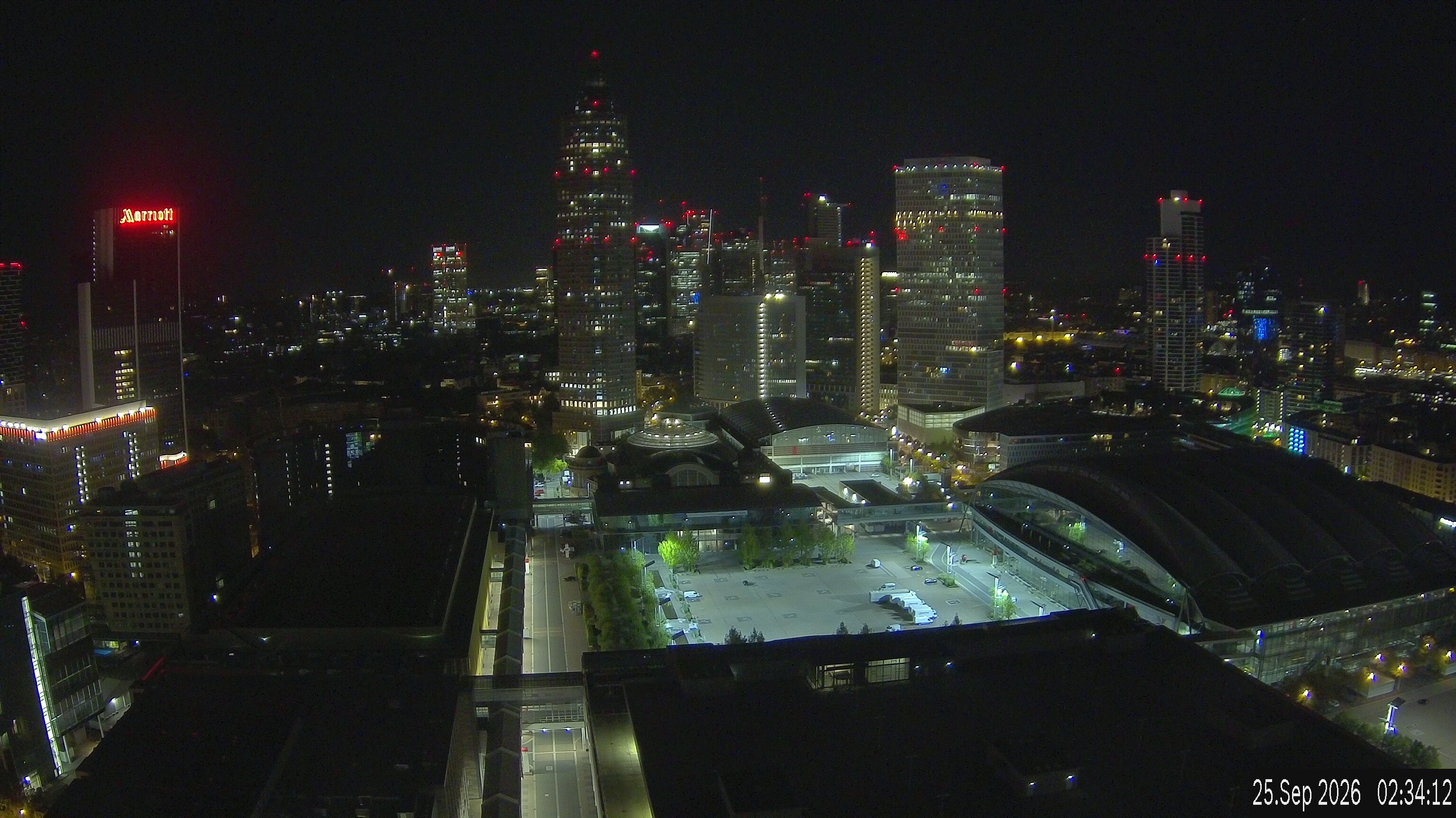 Archiv Foto Webcam Blick von Frankfurter Messe auf die Skyline