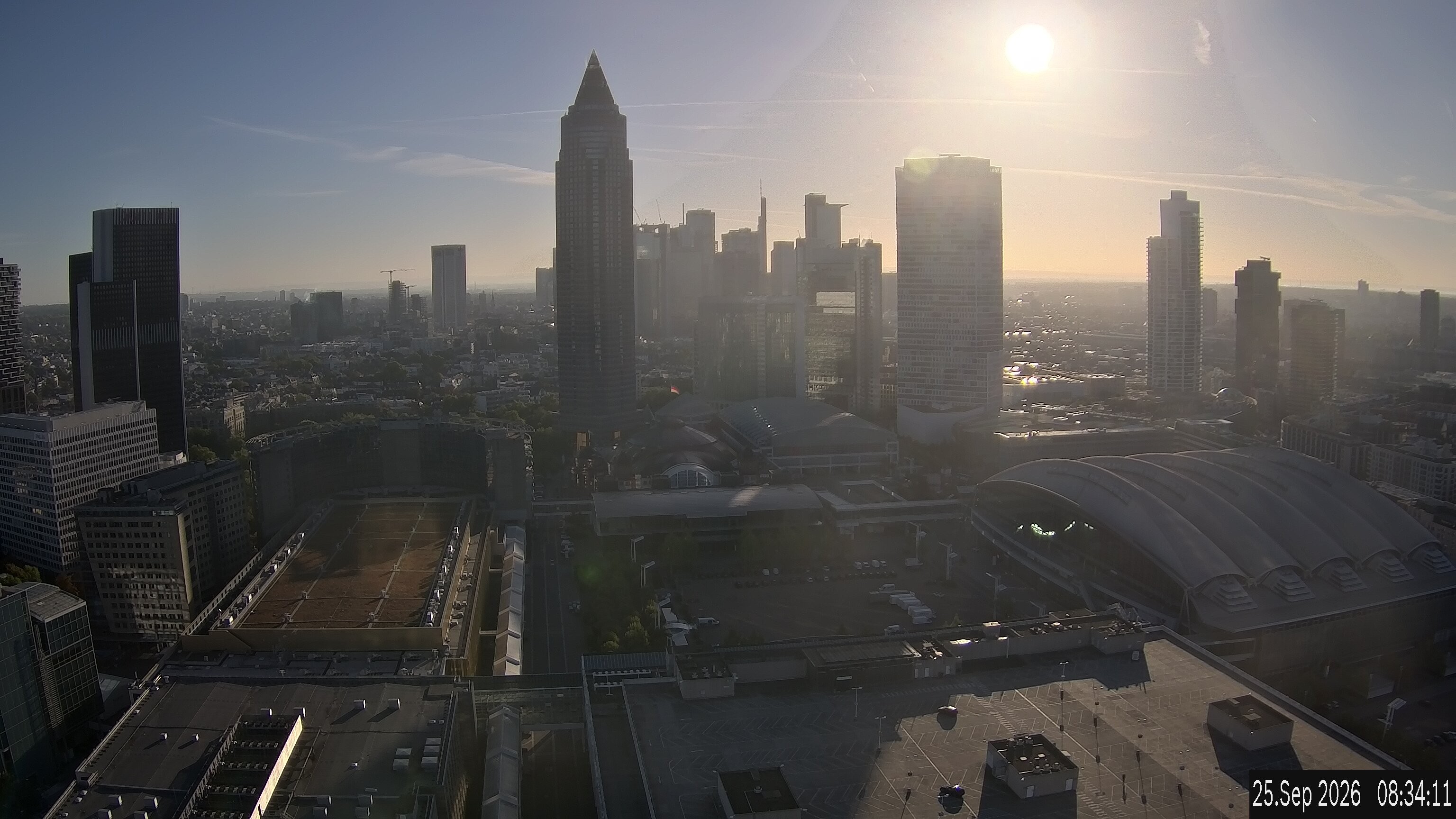 Archiv Foto Webcam Blick von Frankfurter Messe auf die Skyline