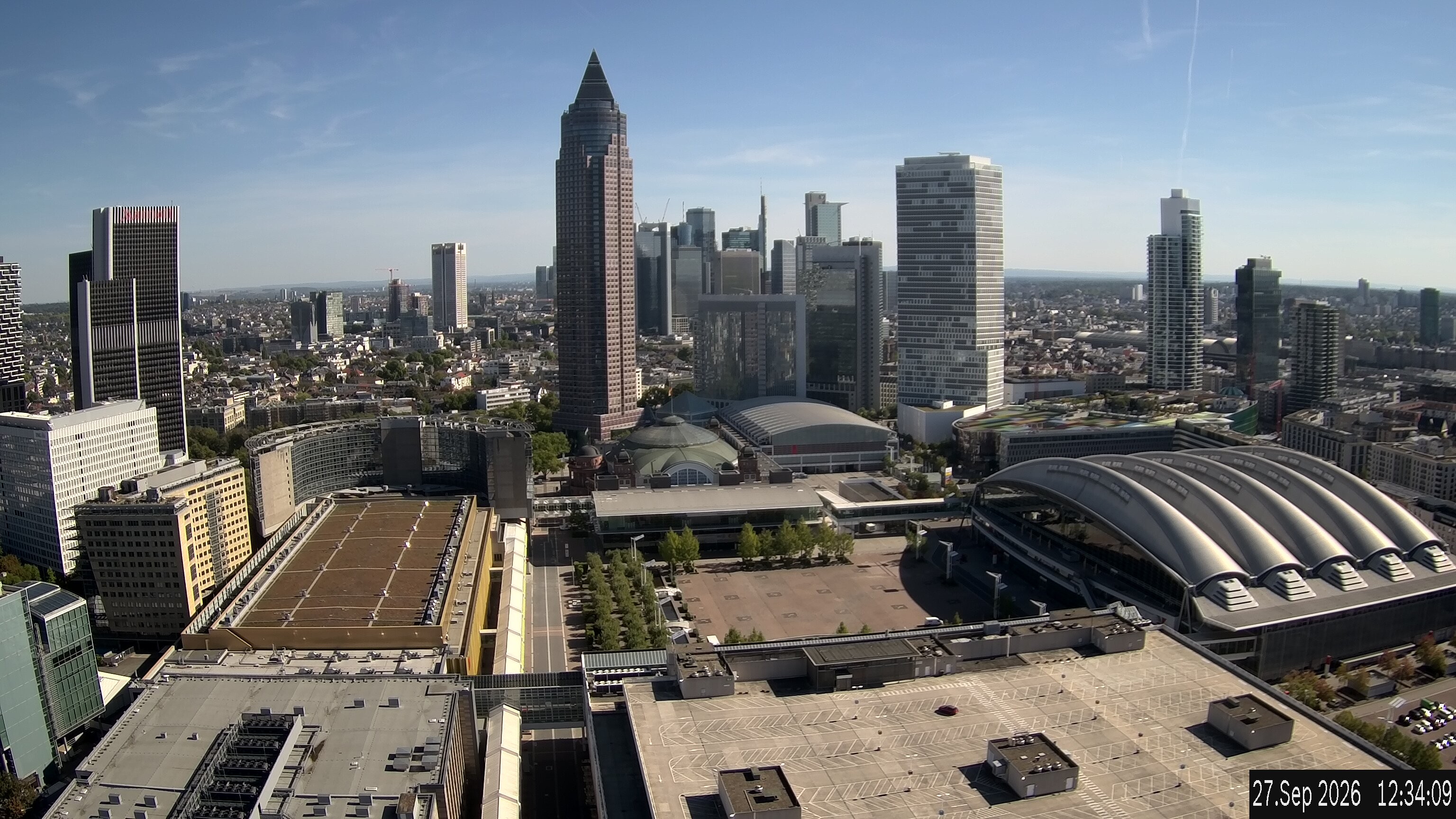 Archiv Foto Webcam Blick von Frankfurter Messe auf die Skyline