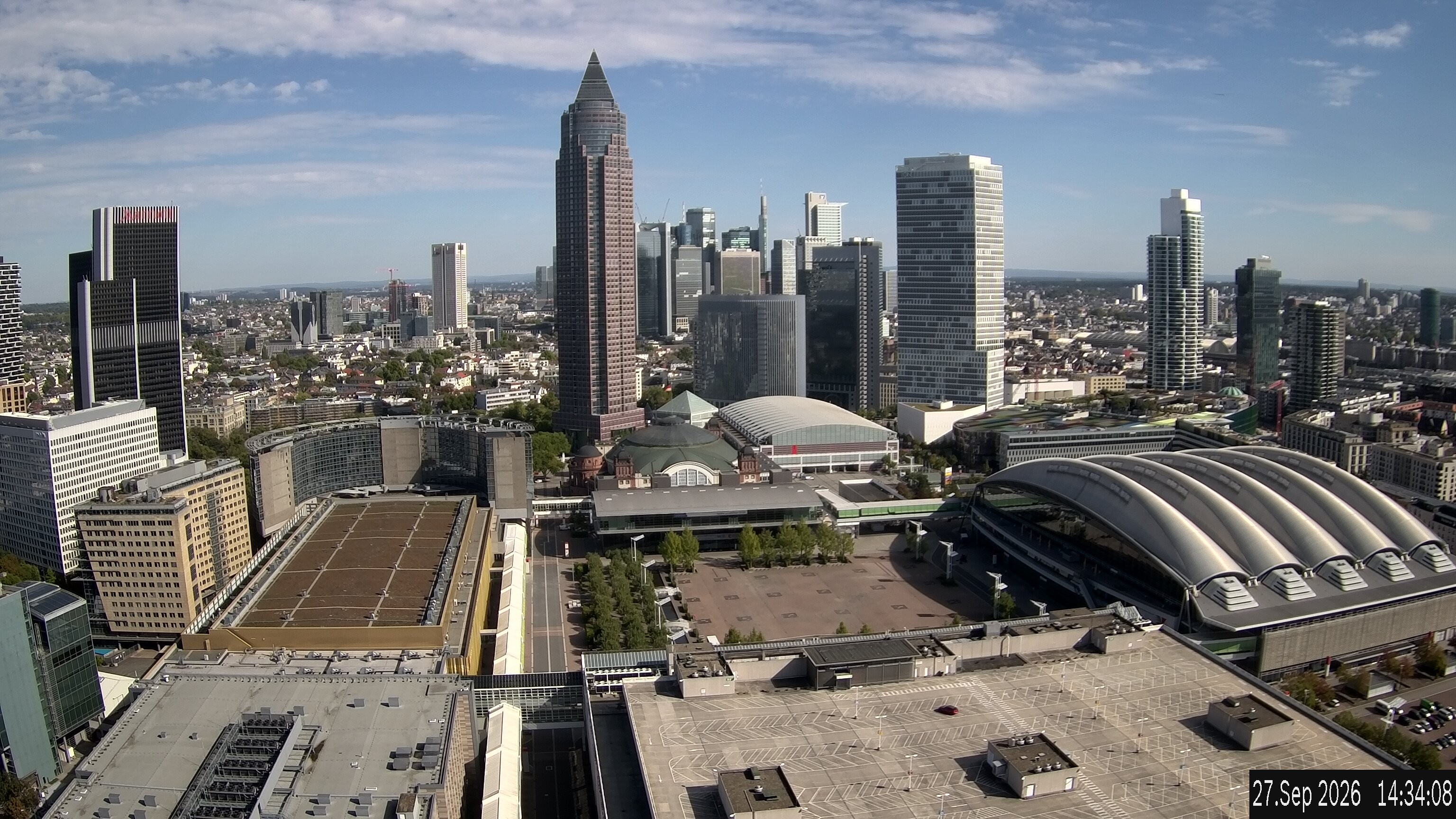Archiv Foto Webcam Blick von Frankfurter Messe auf die Skyline