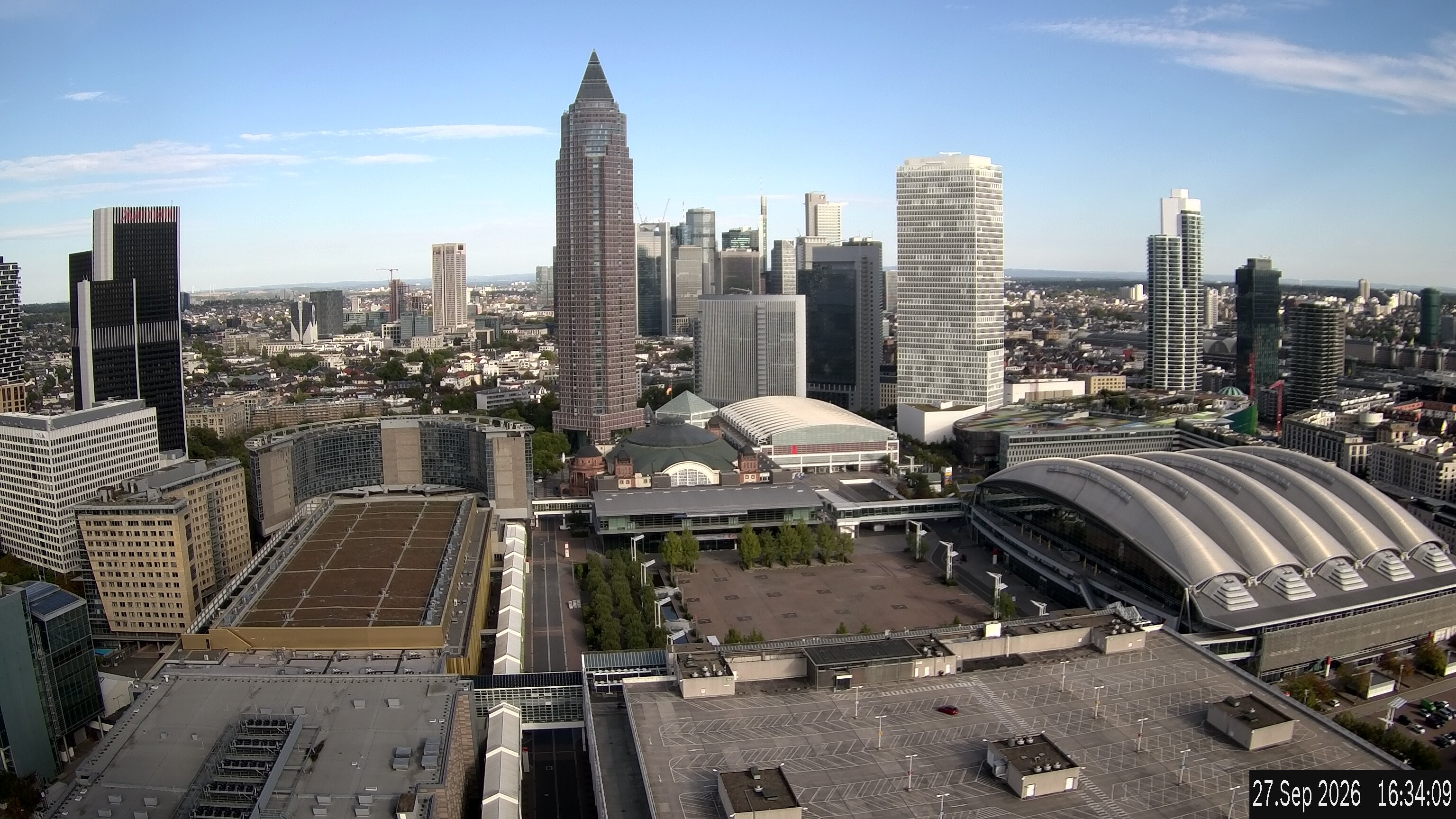 Archiv Foto Webcam Blick von Frankfurter Messe auf die Skyline