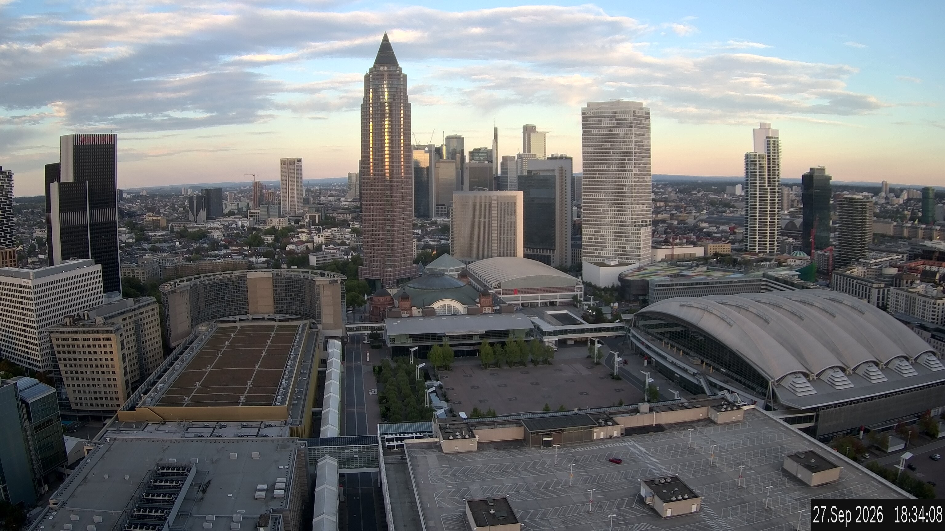Archiv Foto Webcam Blick von Frankfurter Messe auf die Skyline