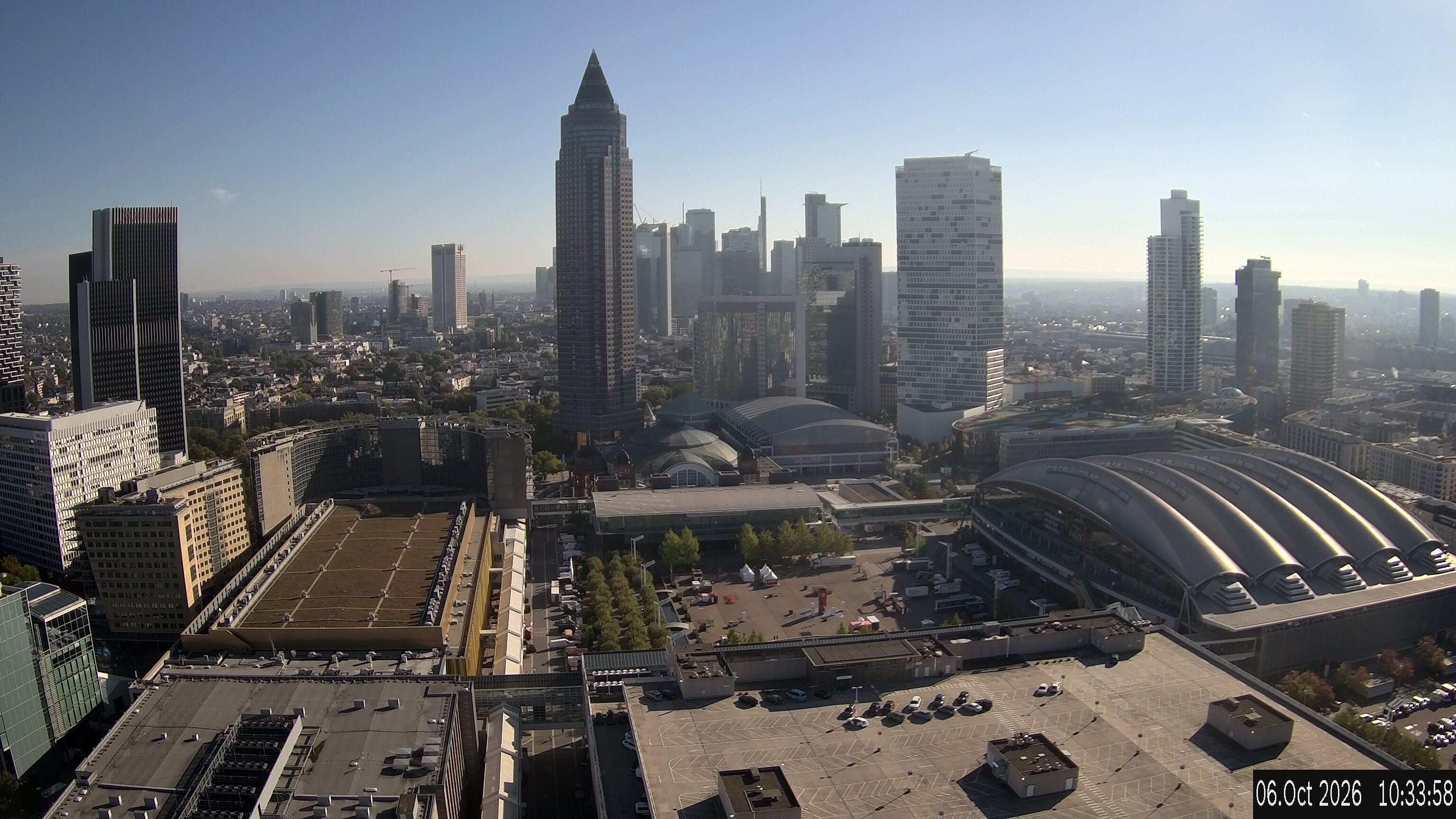 Archiv Foto Webcam Blick von Frankfurter Messe auf die Skyline