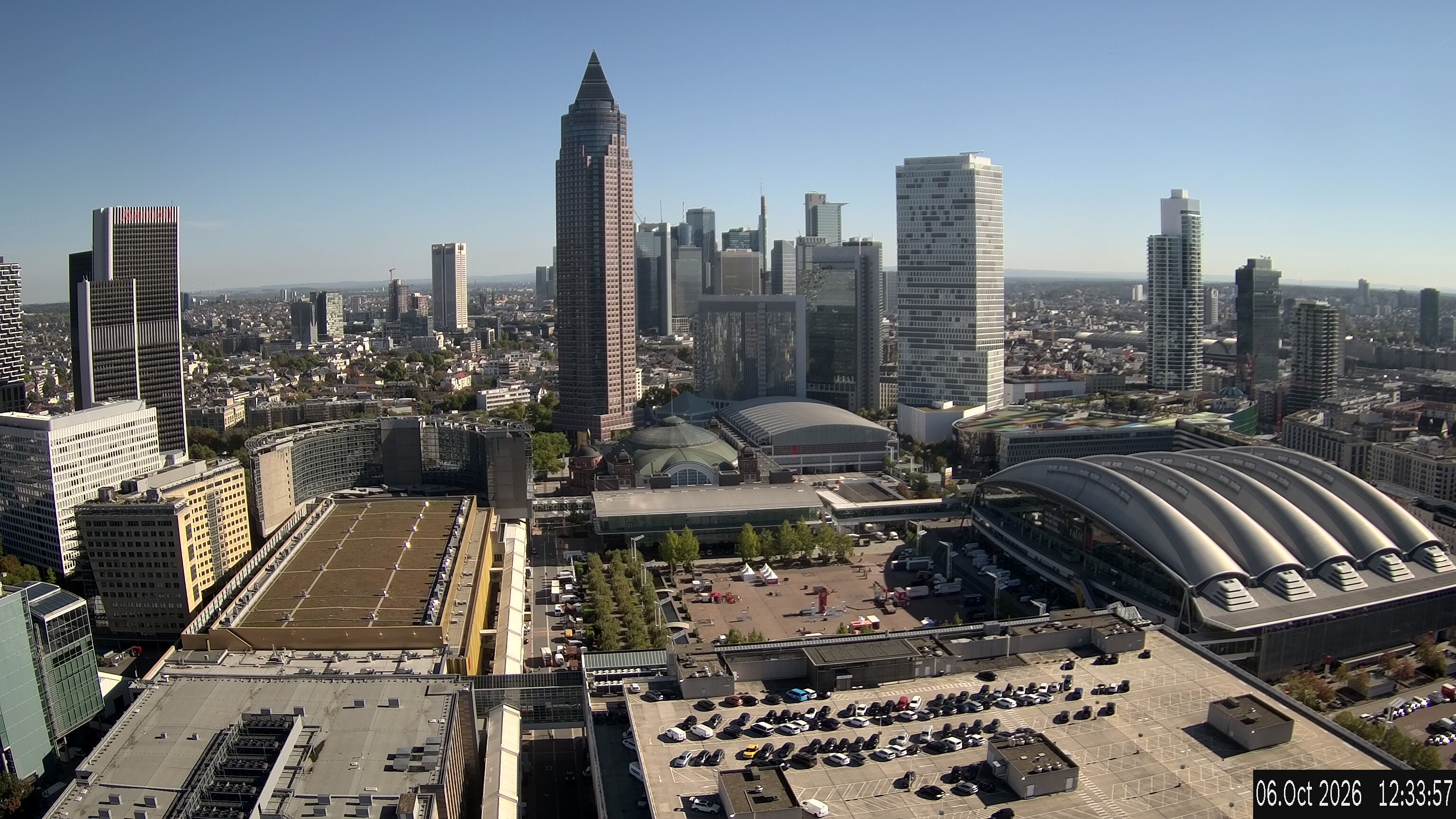 Archiv Foto Webcam Blick von Frankfurter Messe auf die Skyline