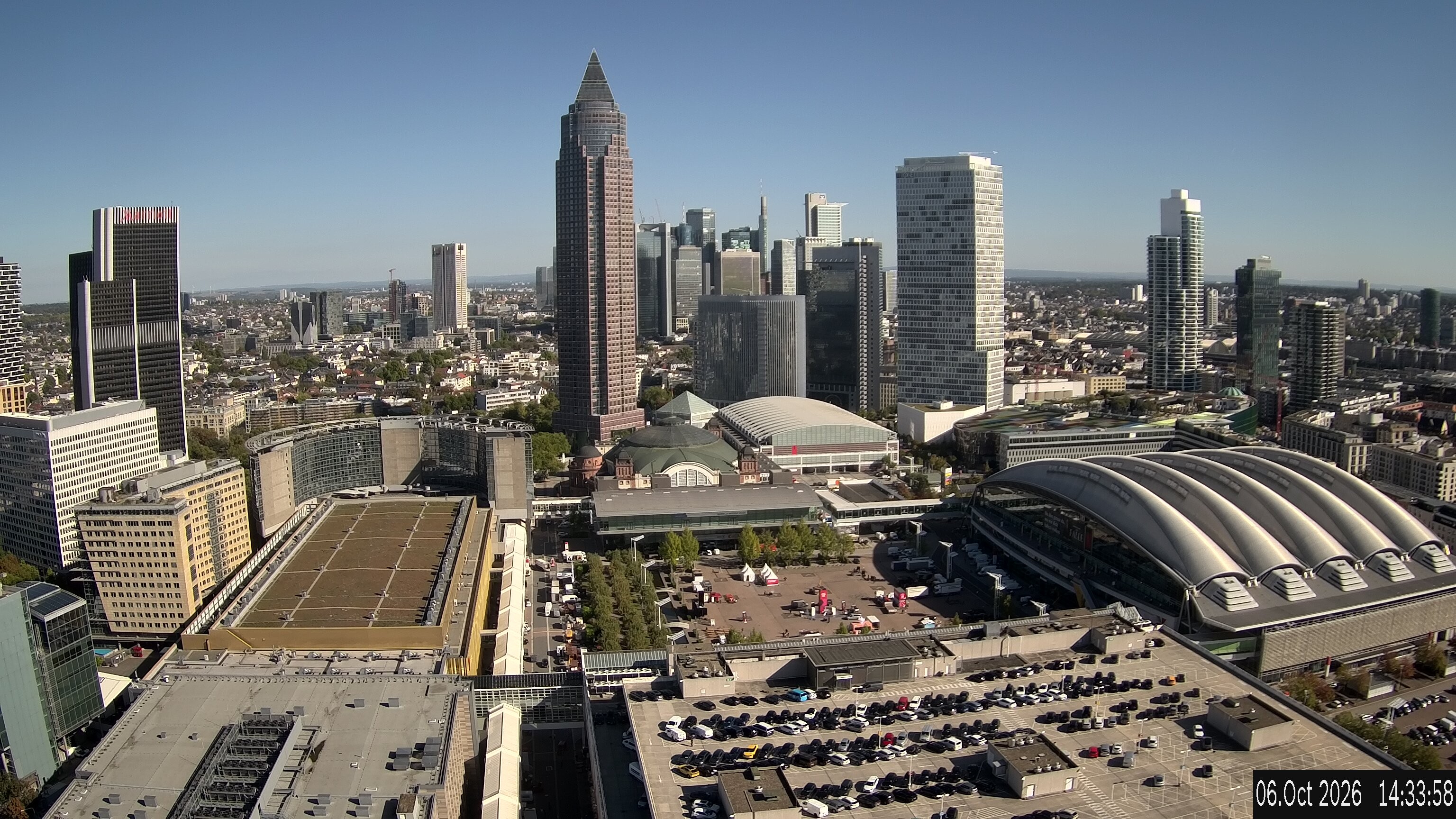 Archiv Foto Webcam Blick von Frankfurter Messe auf die Skyline