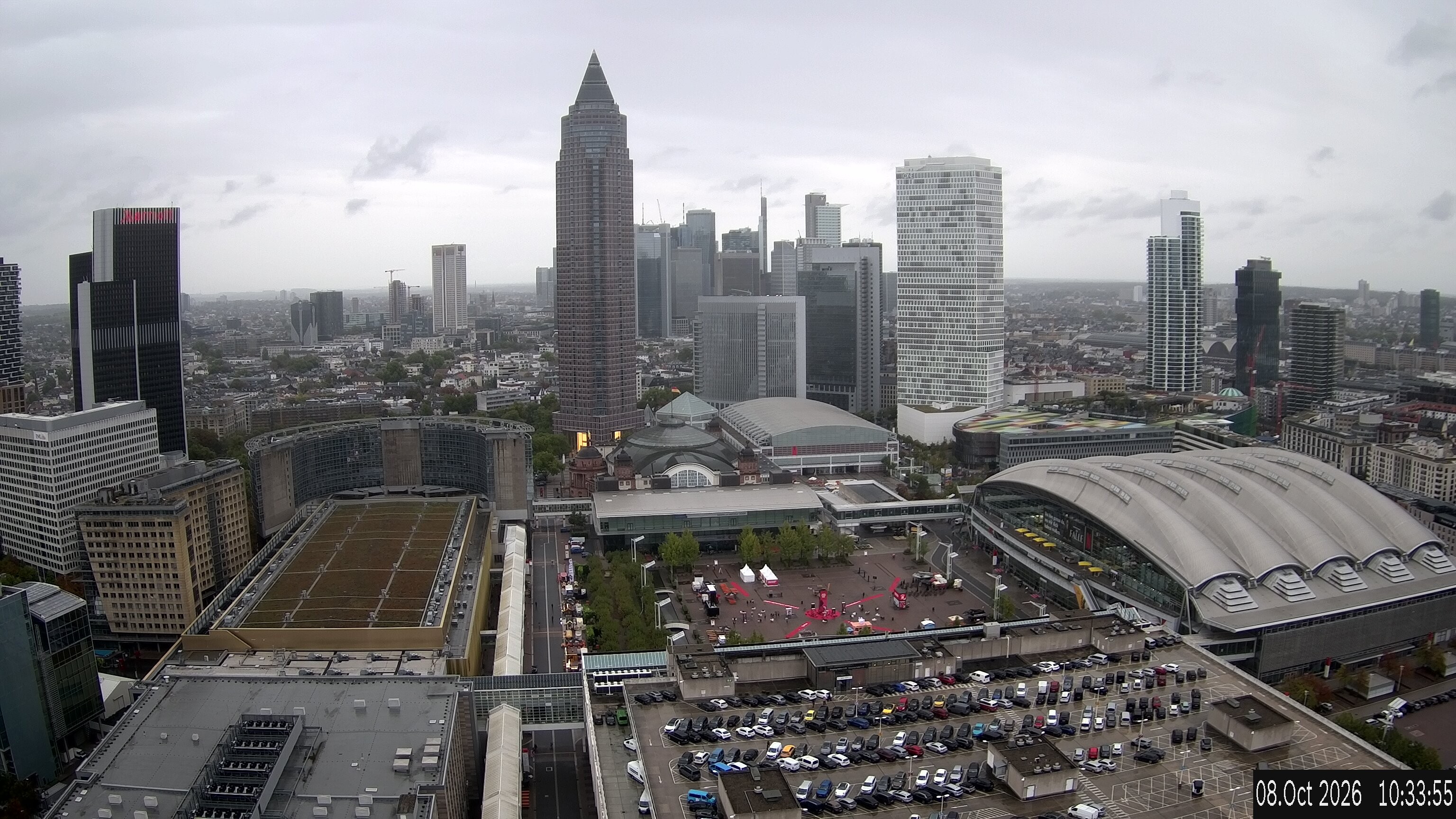 Archiv Foto Webcam Blick von Frankfurter Messe auf die Skyline
