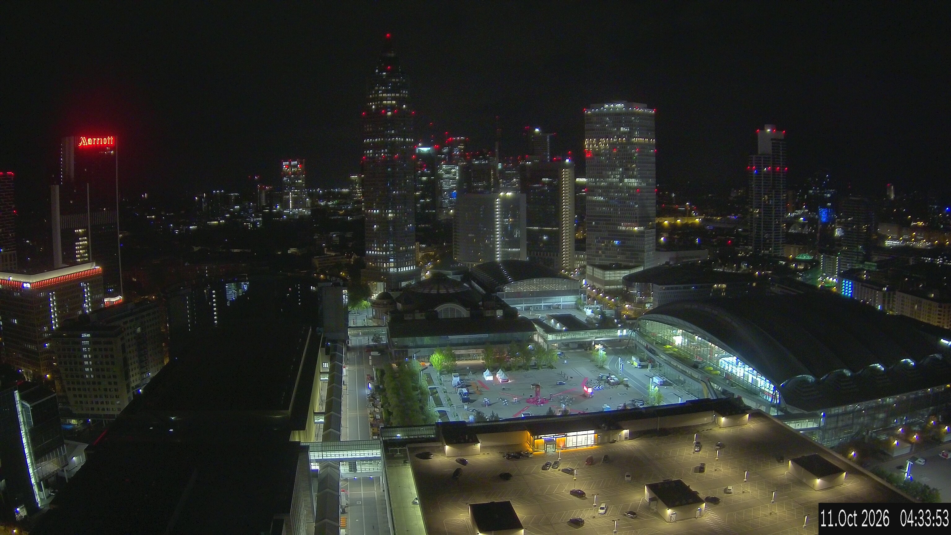 Archiv Foto Webcam Blick von Frankfurter Messe auf die Skyline