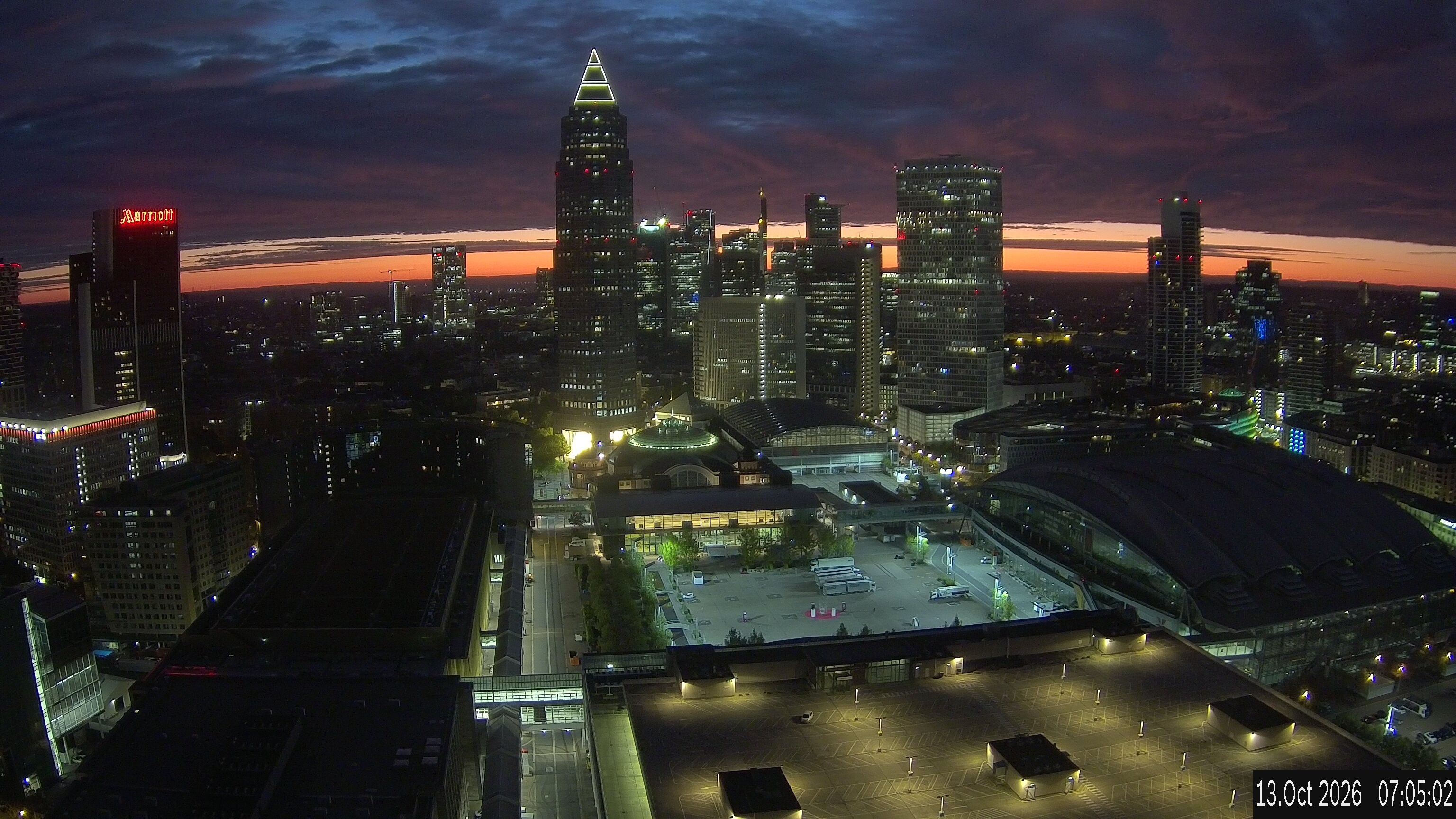 Archiv Foto Webcam Blick von Frankfurter Messe auf die Skyline