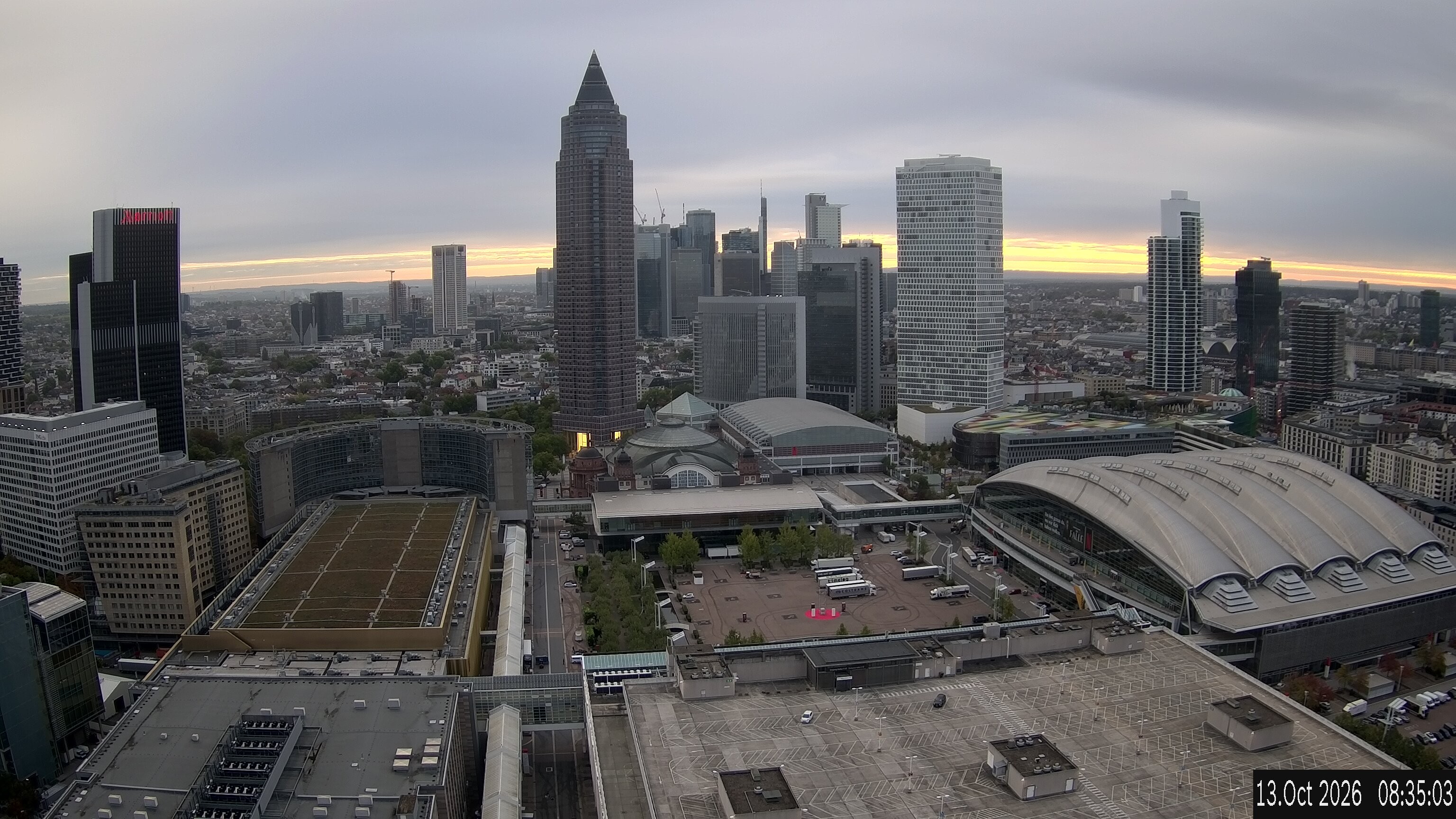 Archiv Foto Webcam Blick von Frankfurter Messe auf die Skyline