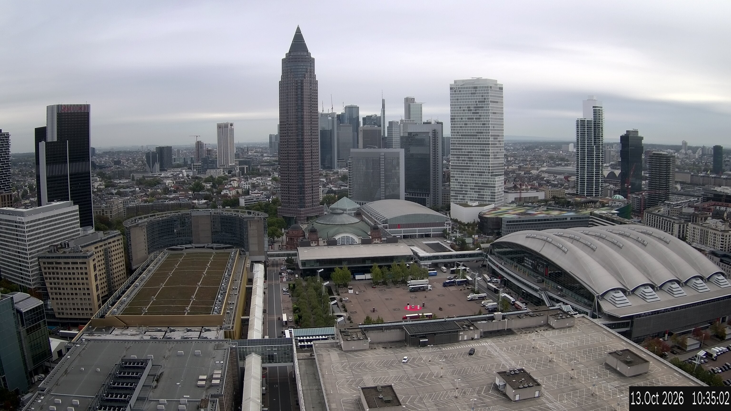 Archiv Foto Webcam Blick von Frankfurter Messe auf die Skyline