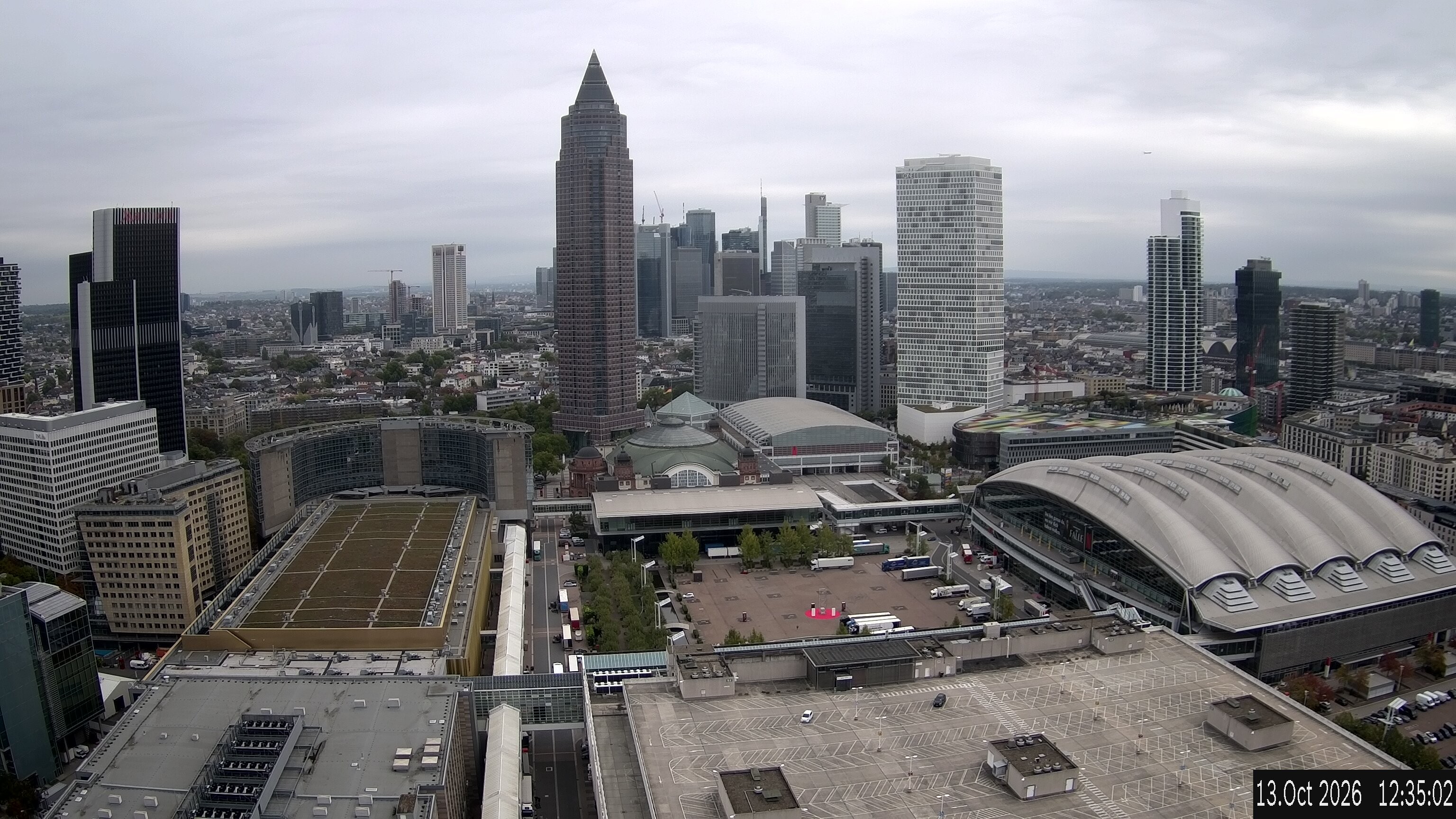 Archiv Foto Webcam Blick von Frankfurter Messe auf die Skyline