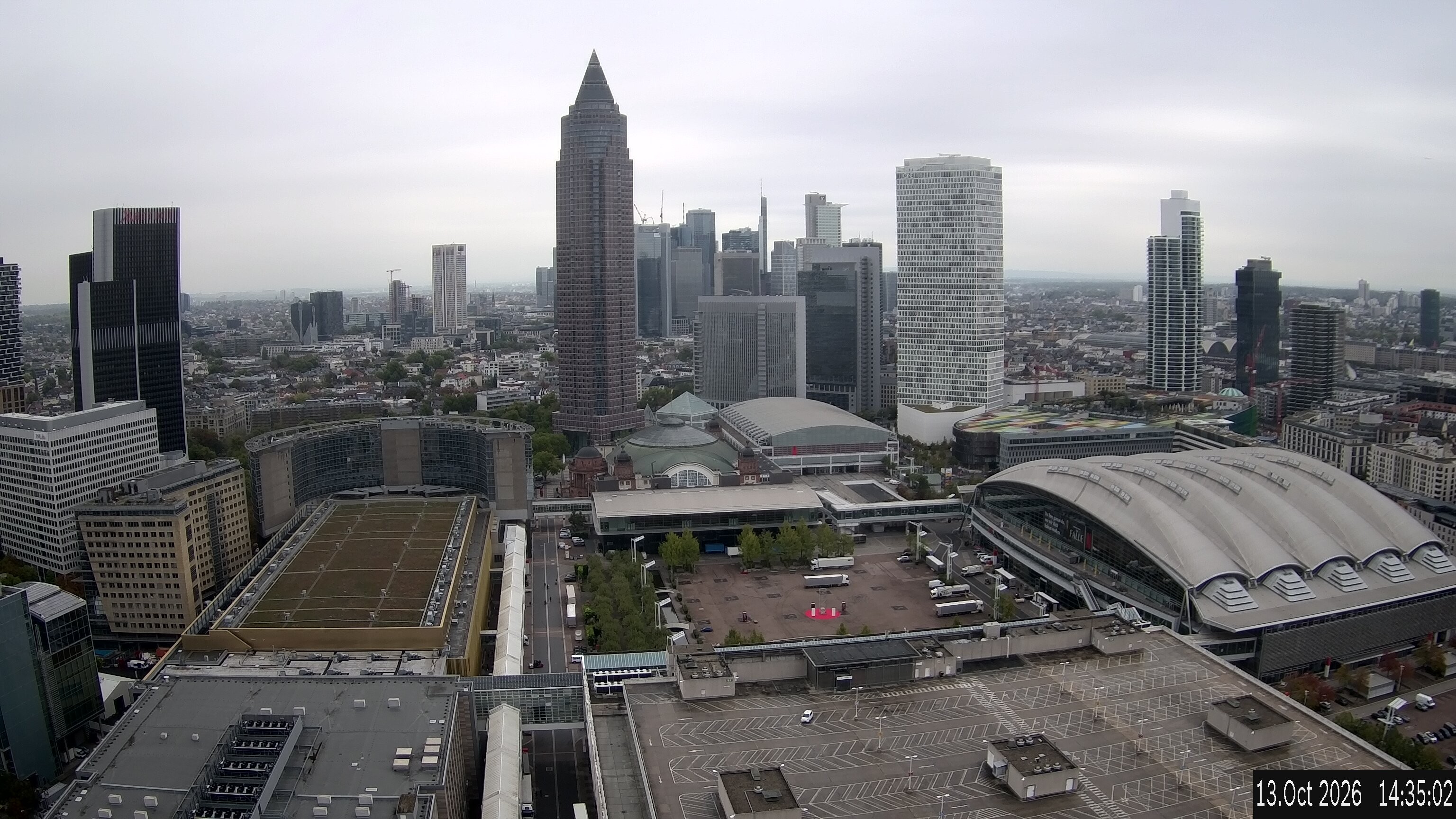 Archiv Foto Webcam Blick von Frankfurter Messe auf die Skyline