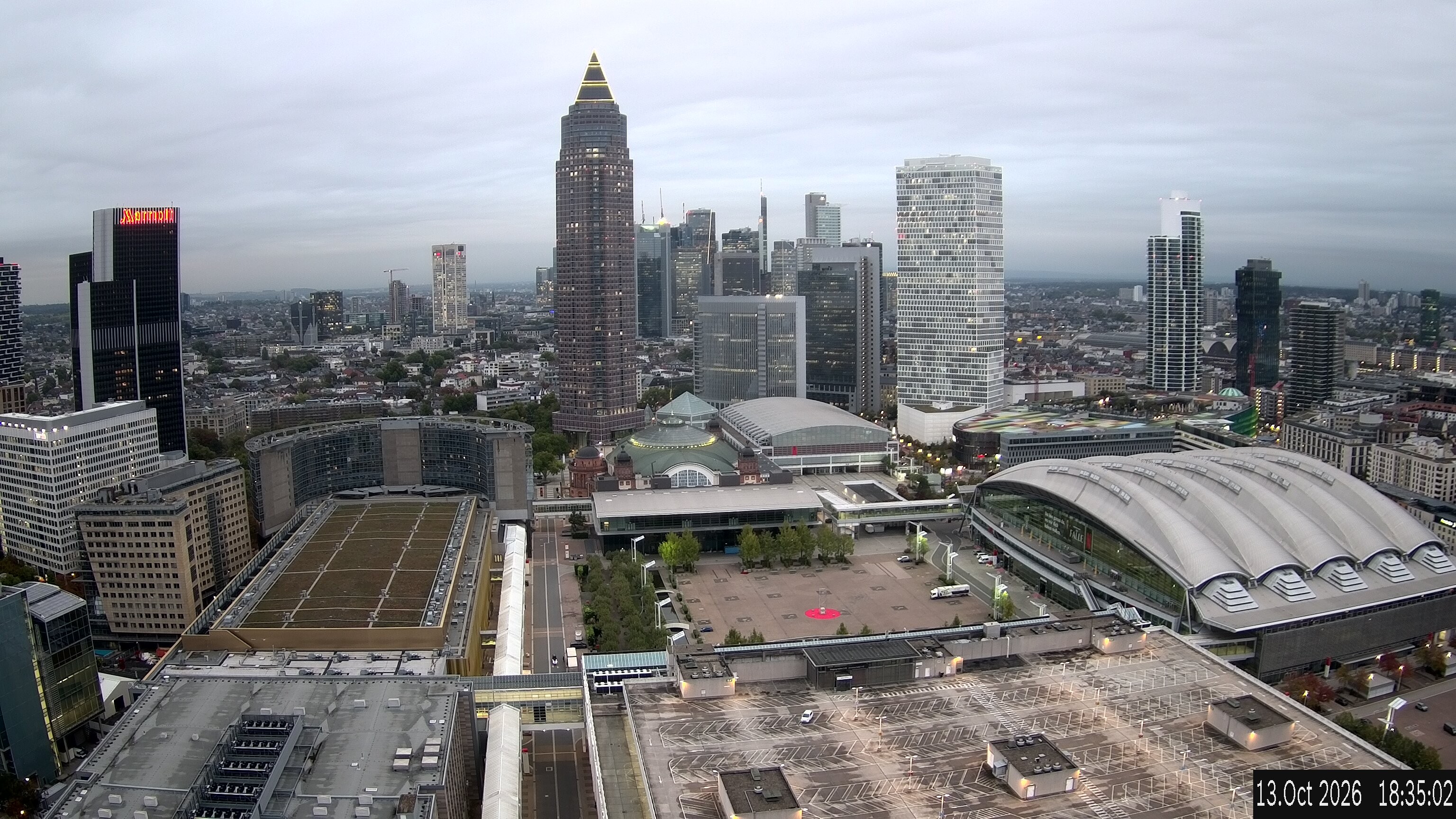 Archiv Foto Webcam Blick von Frankfurter Messe auf die Skyline