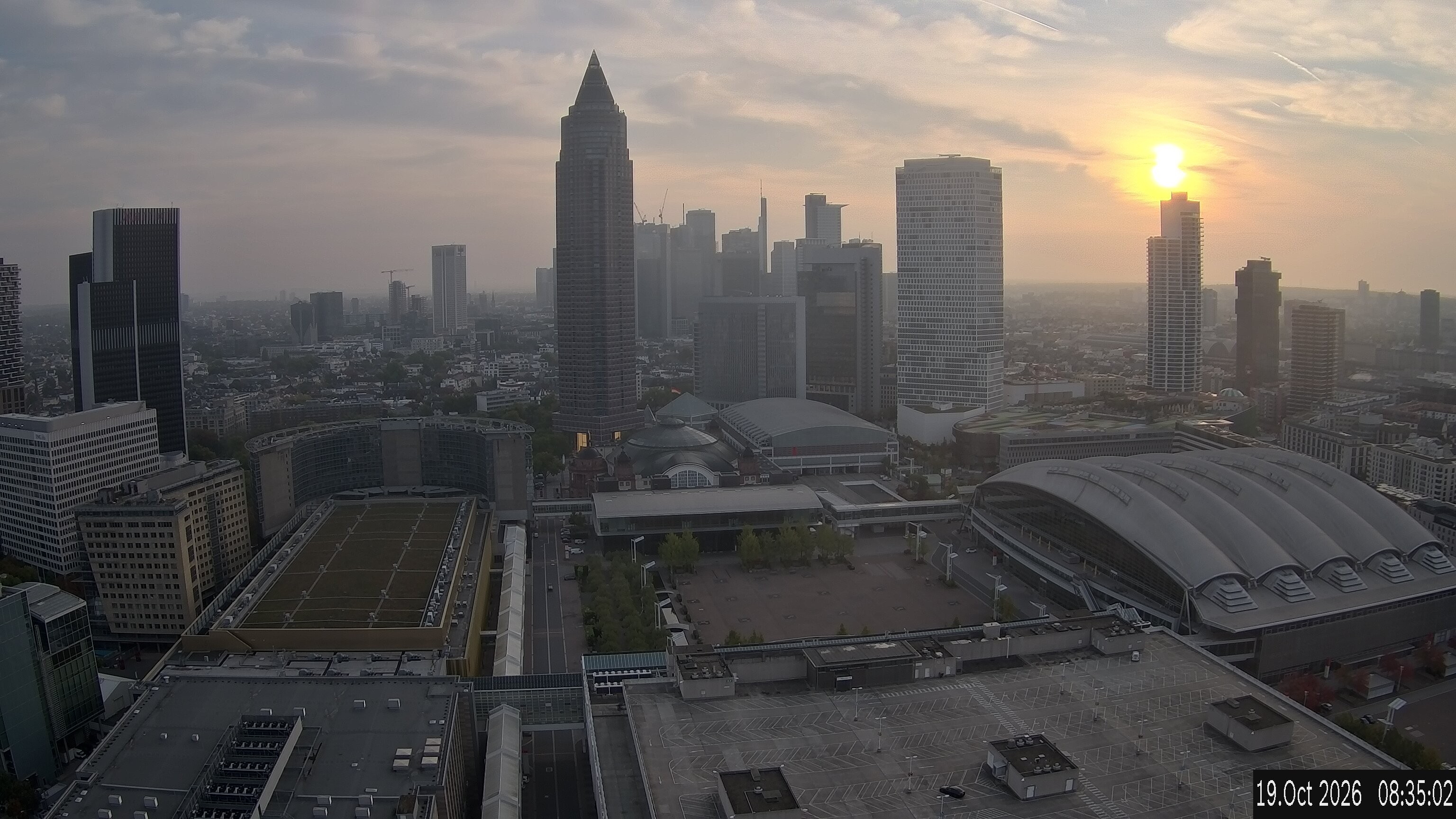 Archiv Foto Webcam Blick von Frankfurter Messe auf die Skyline