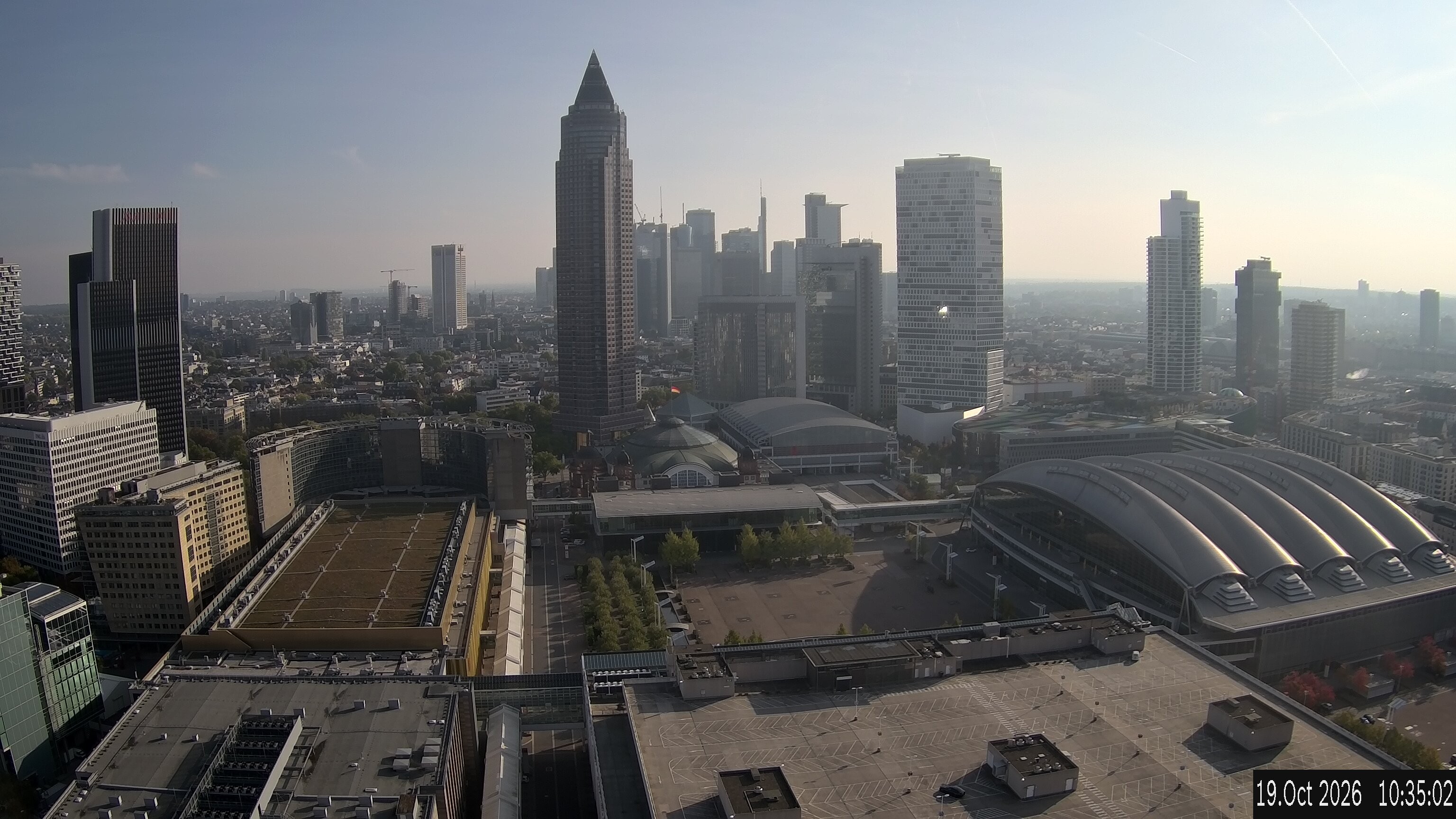 Archiv Foto Webcam Blick von Frankfurter Messe auf die Skyline