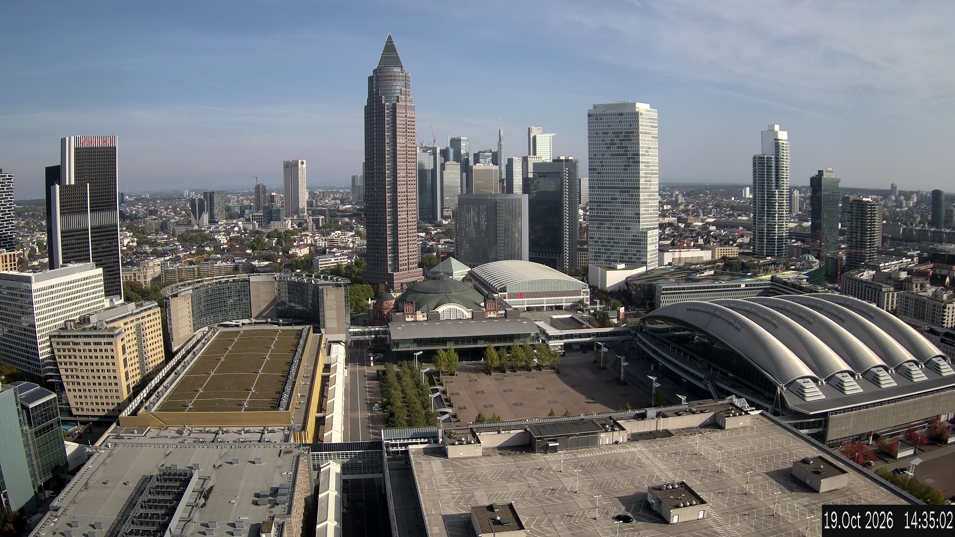 Archiv Foto Webcam Blick von Frankfurter Messe auf die Skyline