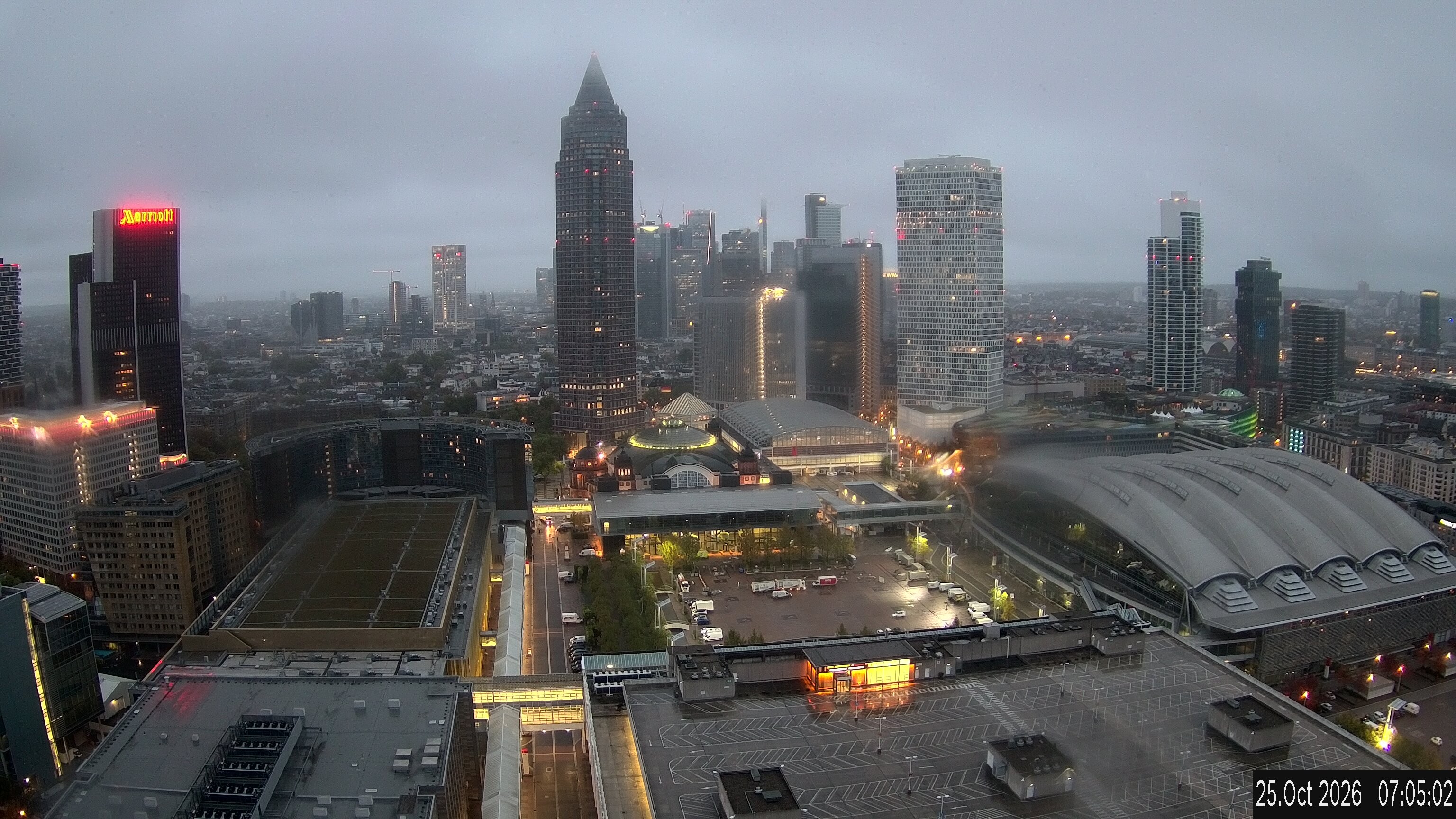 Archiv Foto Webcam Blick von Frankfurter Messe auf die Skyline