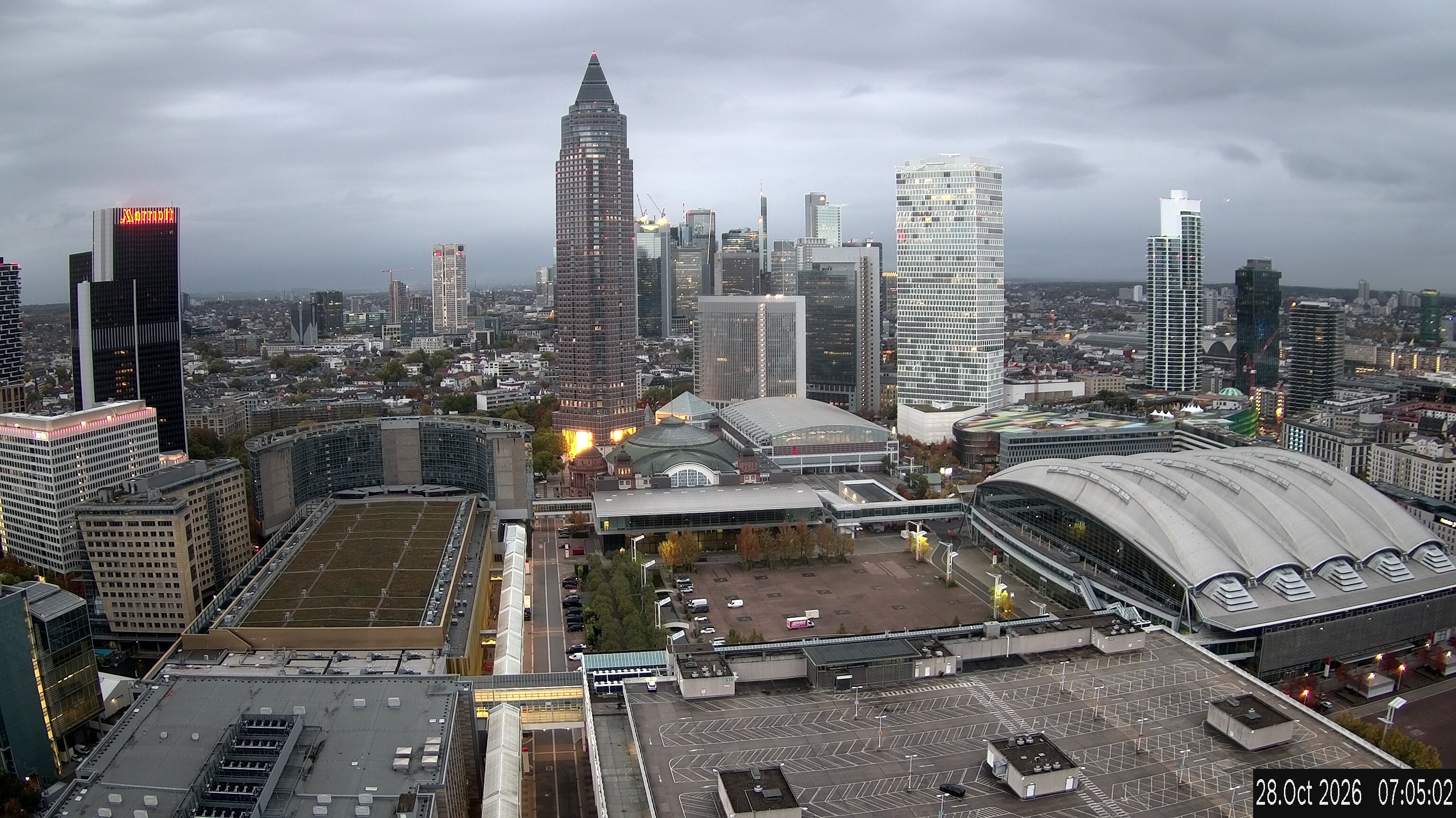 Archiv Foto Webcam Blick von Frankfurter Messe auf die Skyline
