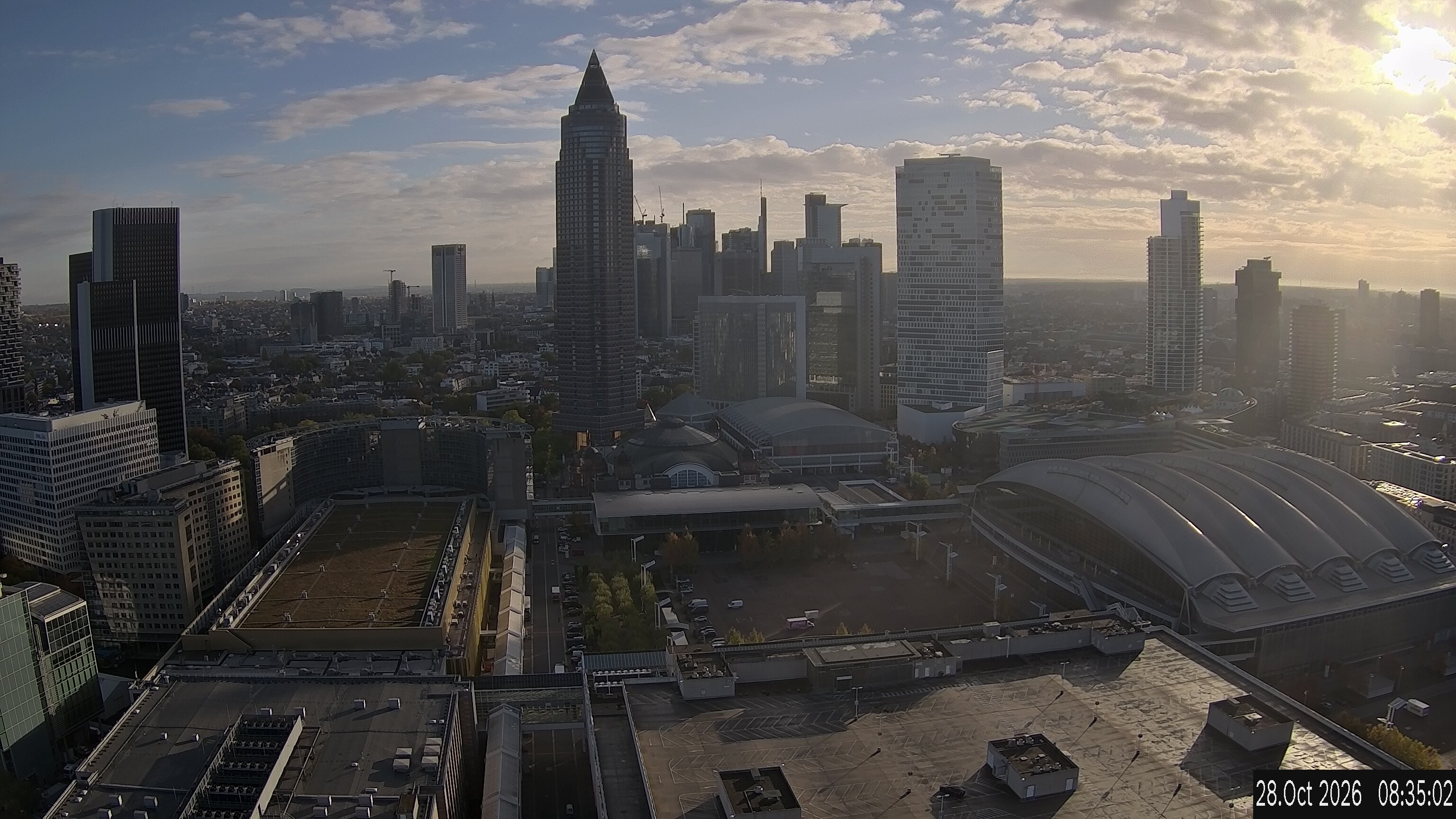 Archiv Foto Webcam Blick von Frankfurter Messe auf die Skyline