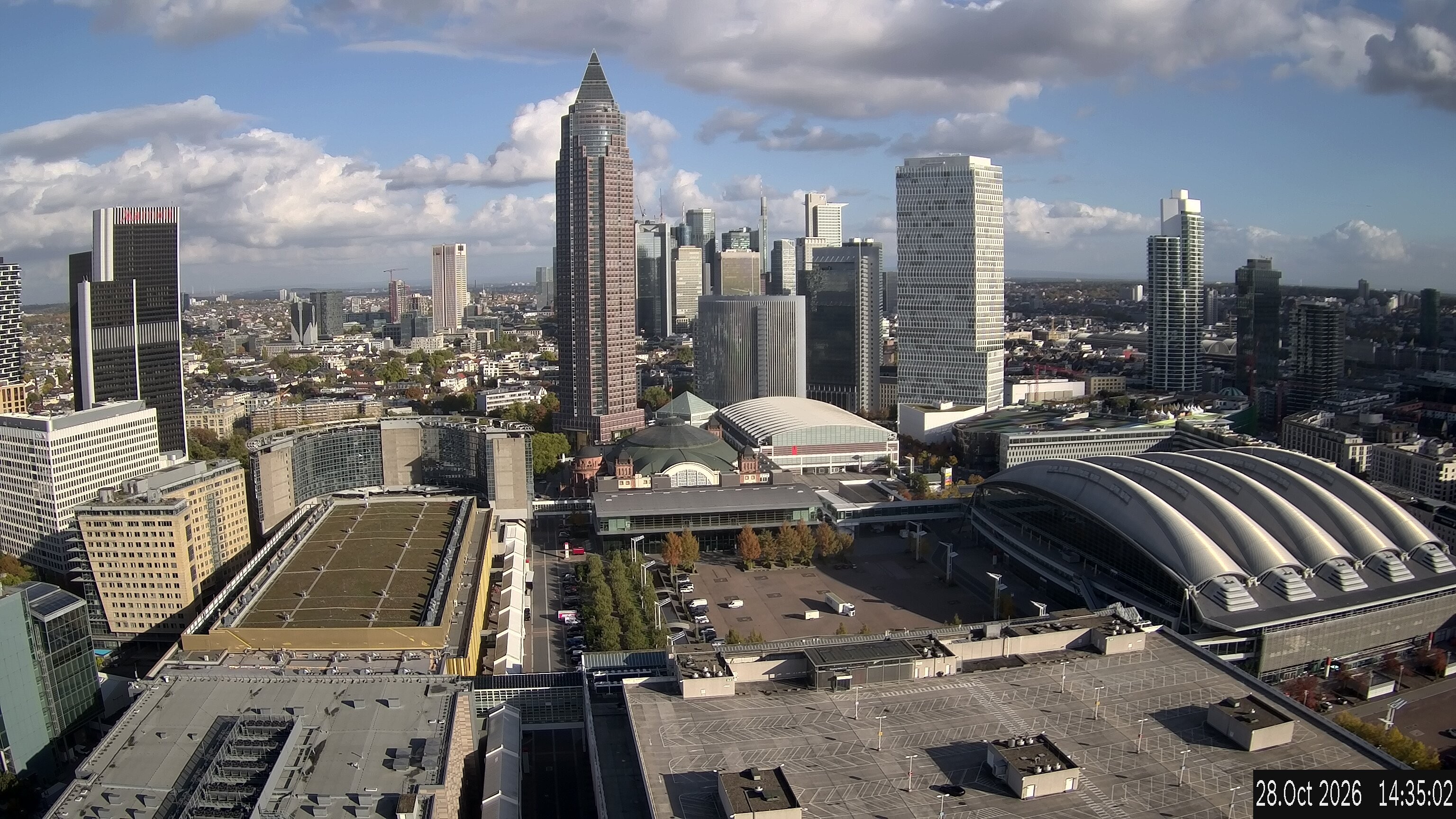 Archiv Foto Webcam Blick von Frankfurter Messe auf die Skyline