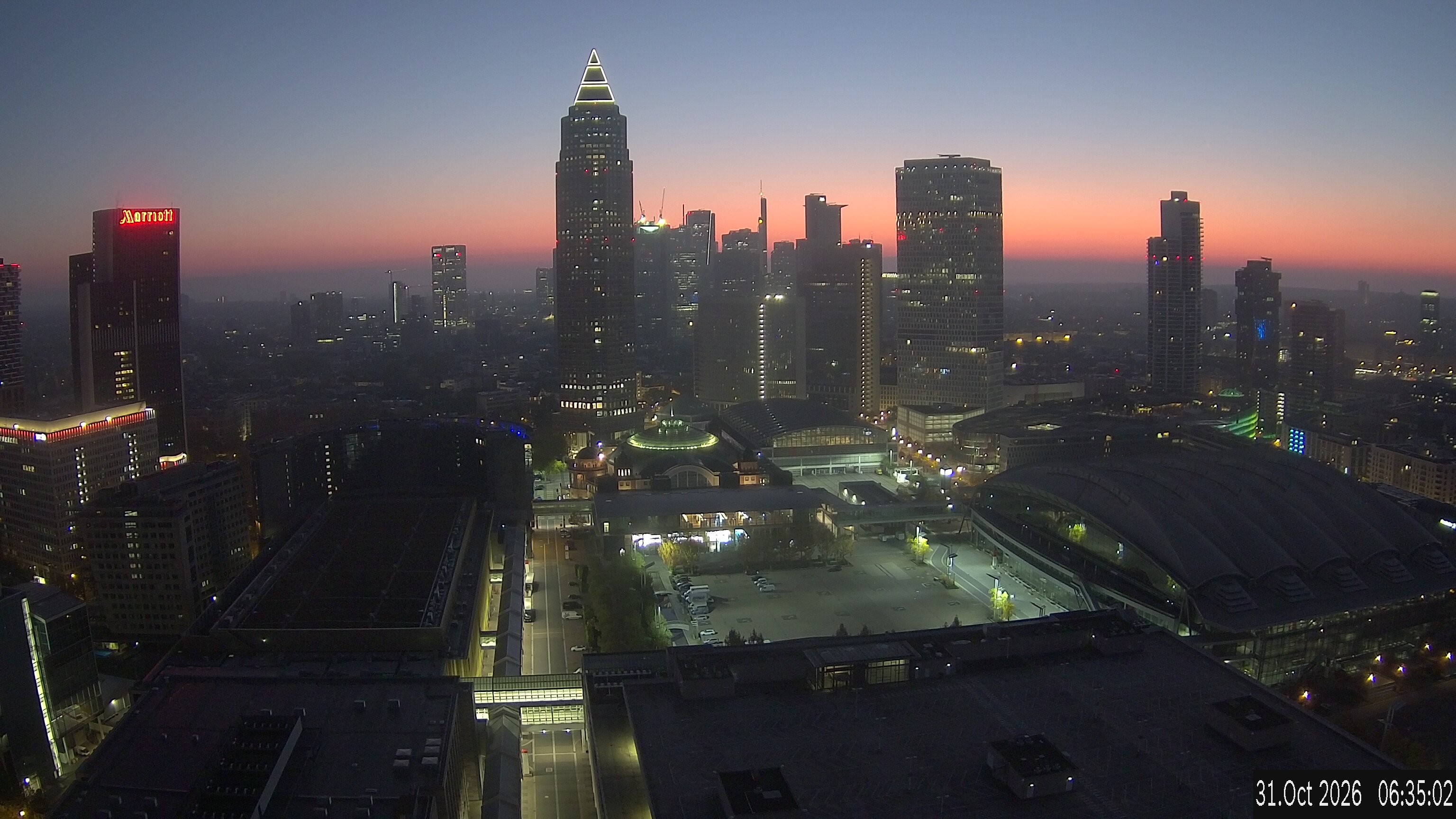 Archiv Foto Webcam Blick von Frankfurter Messe auf die Skyline