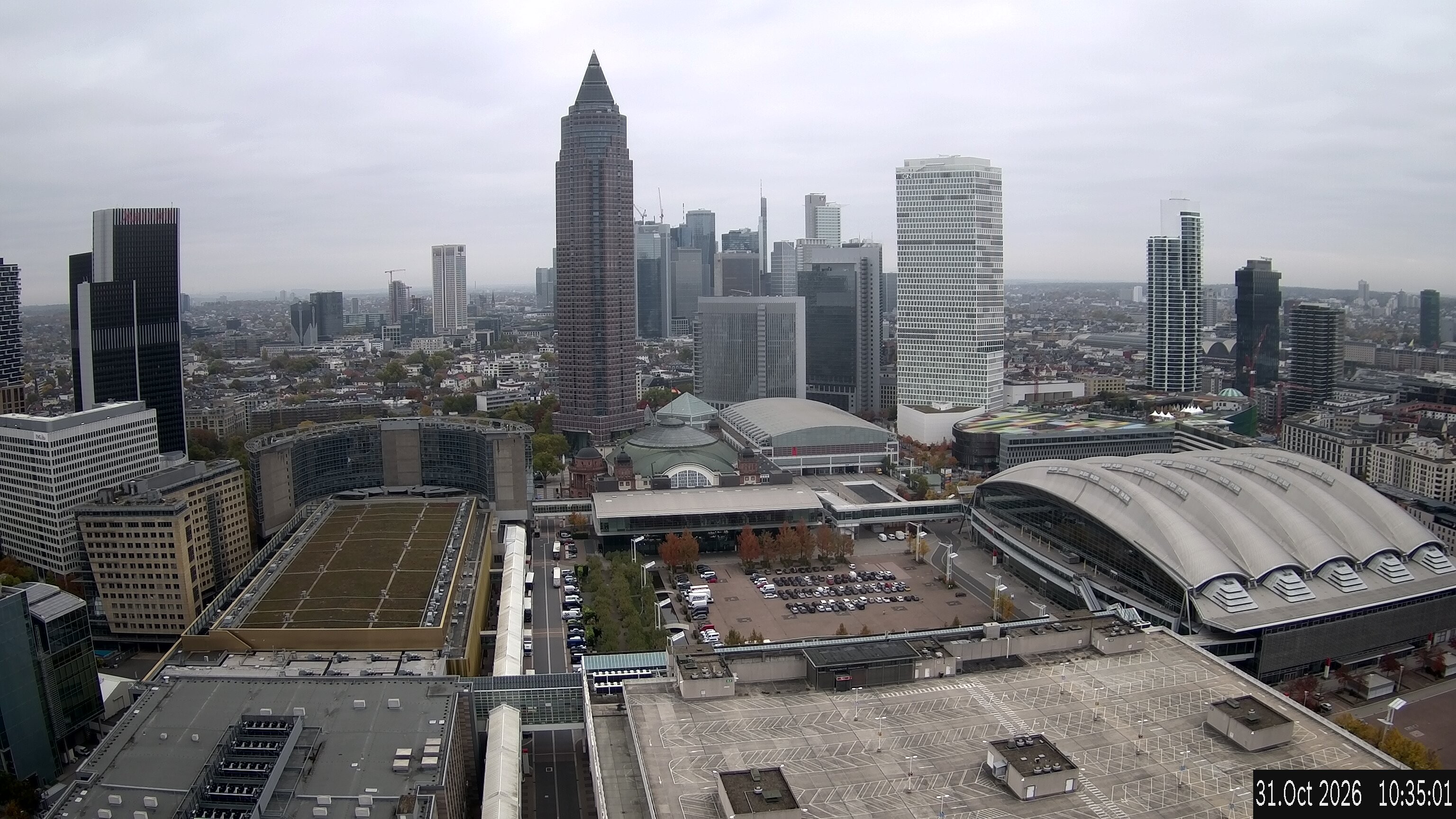 Archiv Foto Webcam Blick von Frankfurter Messe auf die Skyline