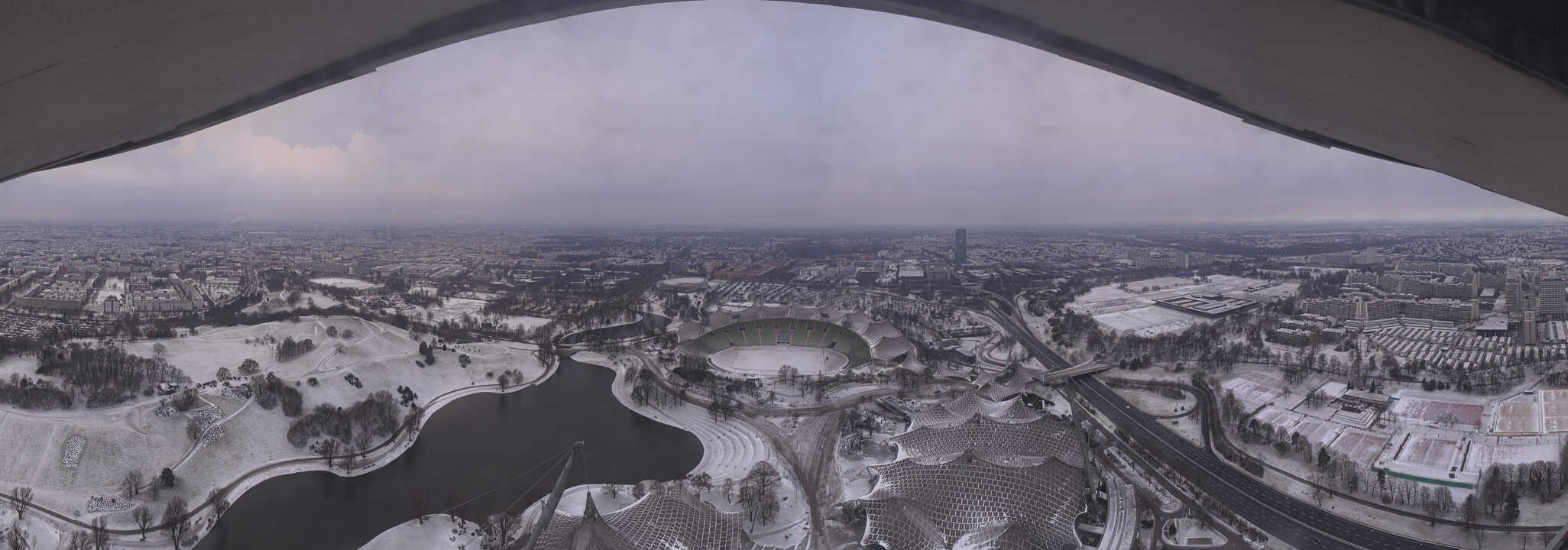 Archiv Foto Webcam München: Panorama Olympiastadion und Olympiapark