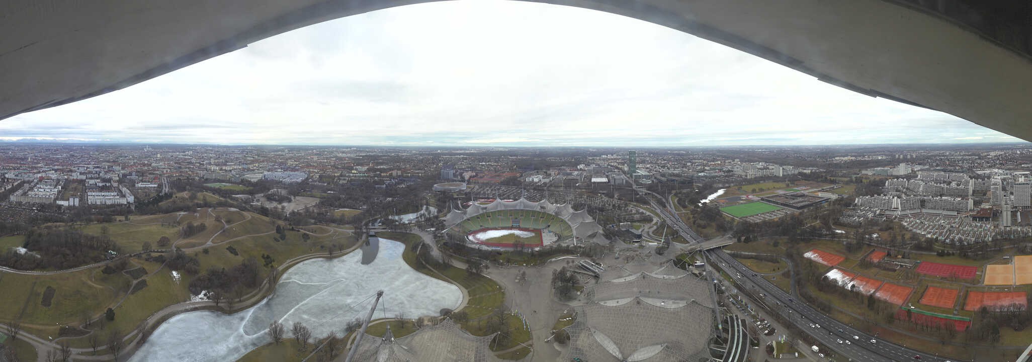 Archiv Foto Webcam München: Panorama Olympiastadion und Olympiapark