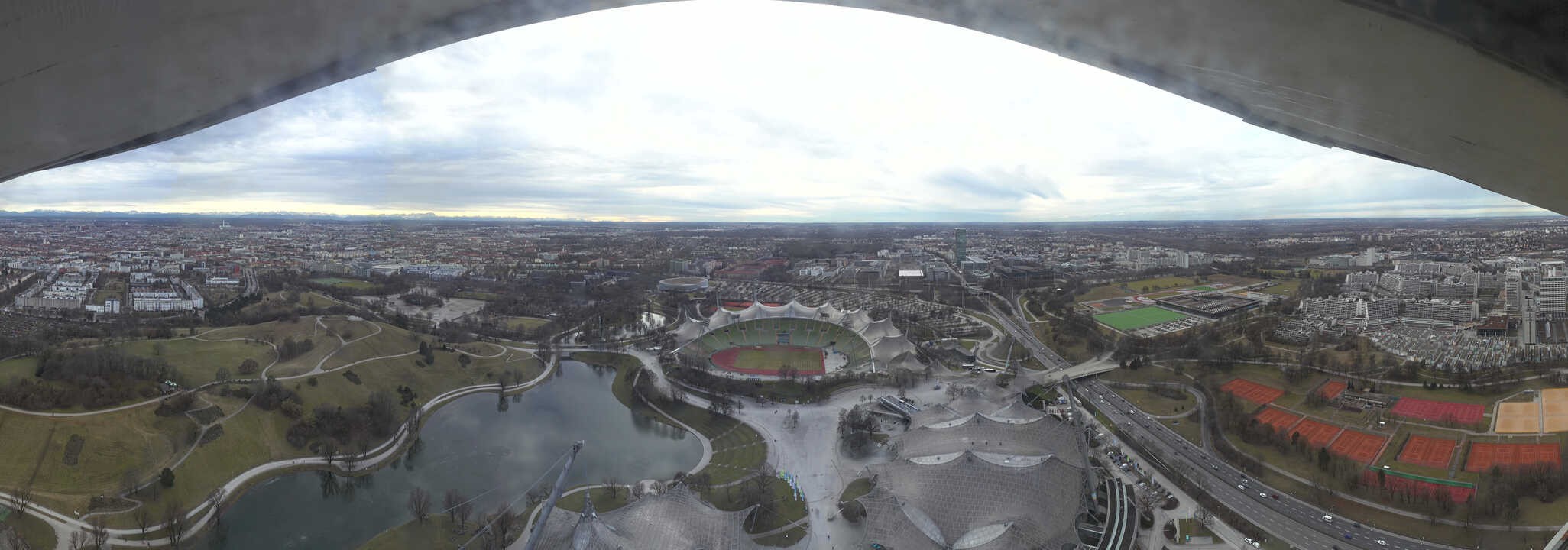 Archiv Foto Webcam München: Panorama Olympiastadion und Olympiapark