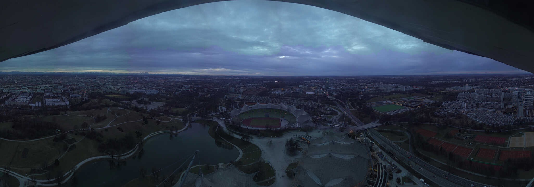 Archiv Foto Webcam München: Panorama Olympiastadion und Olympiapark