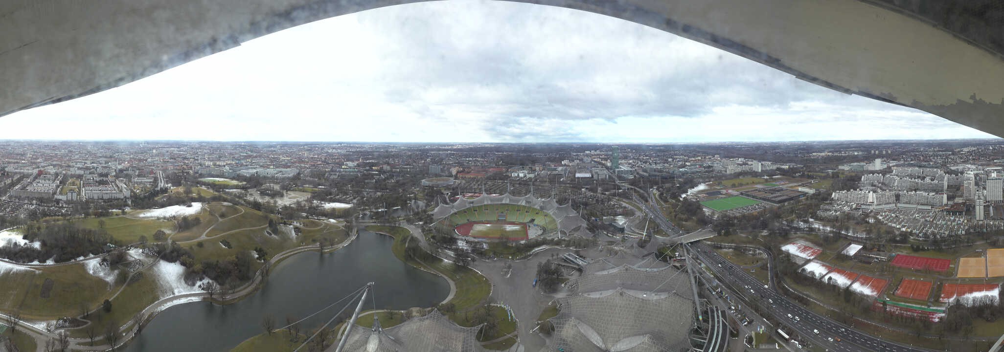Archiv Foto Webcam München: Panorama Olympiastadion und Olympiapark