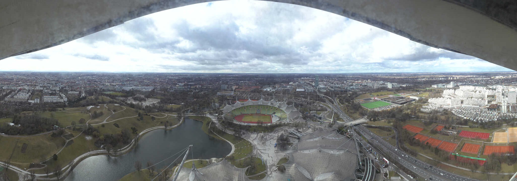 Archiv Foto Webcam München: Panorama Olympiastadion und Olympiapark